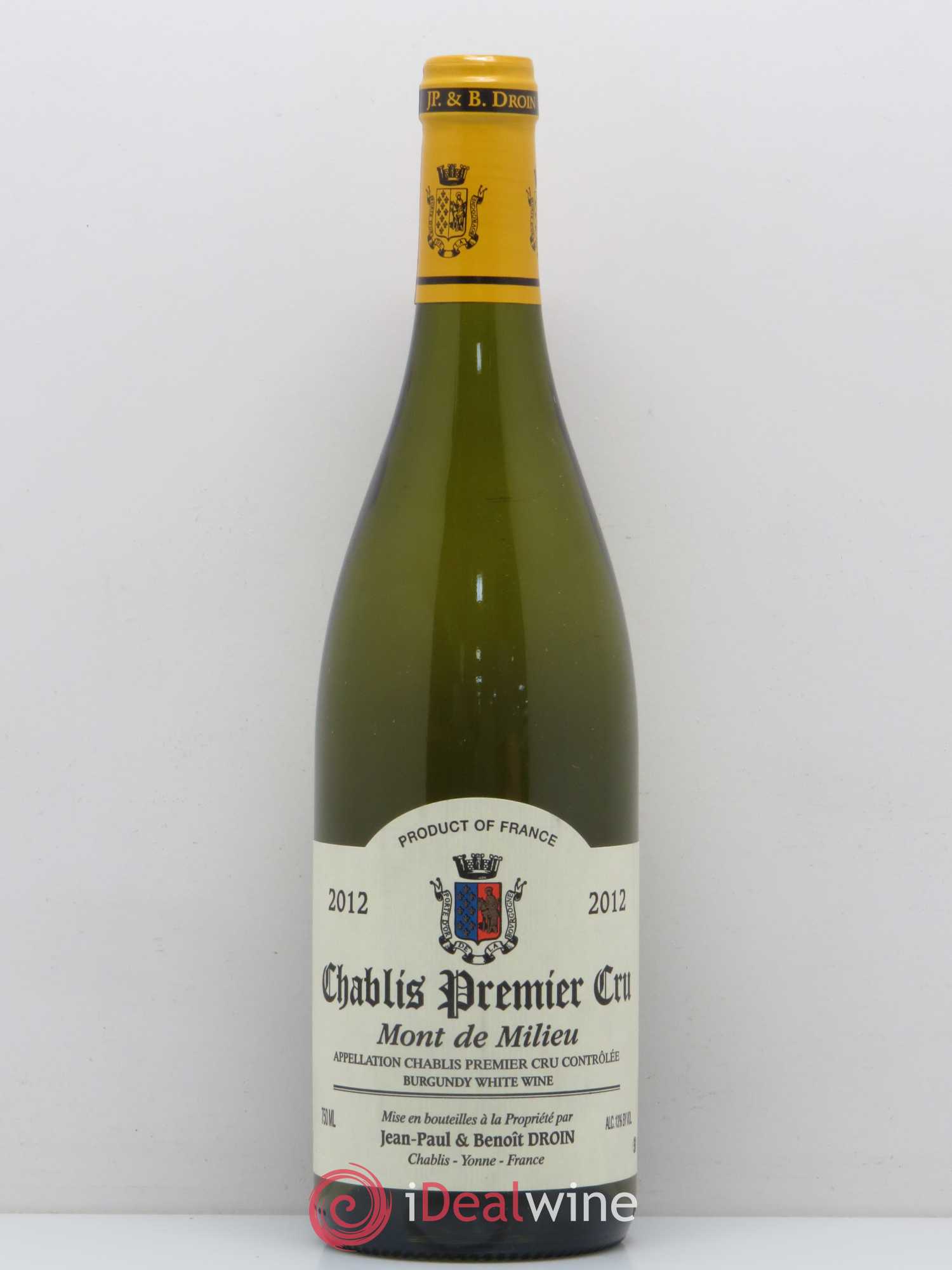 Chablis 1er Cru Mont de Milieu Jean-Paul & Benoît Droin (Domaine) 2012 - Lot de 1 bouteille - 0