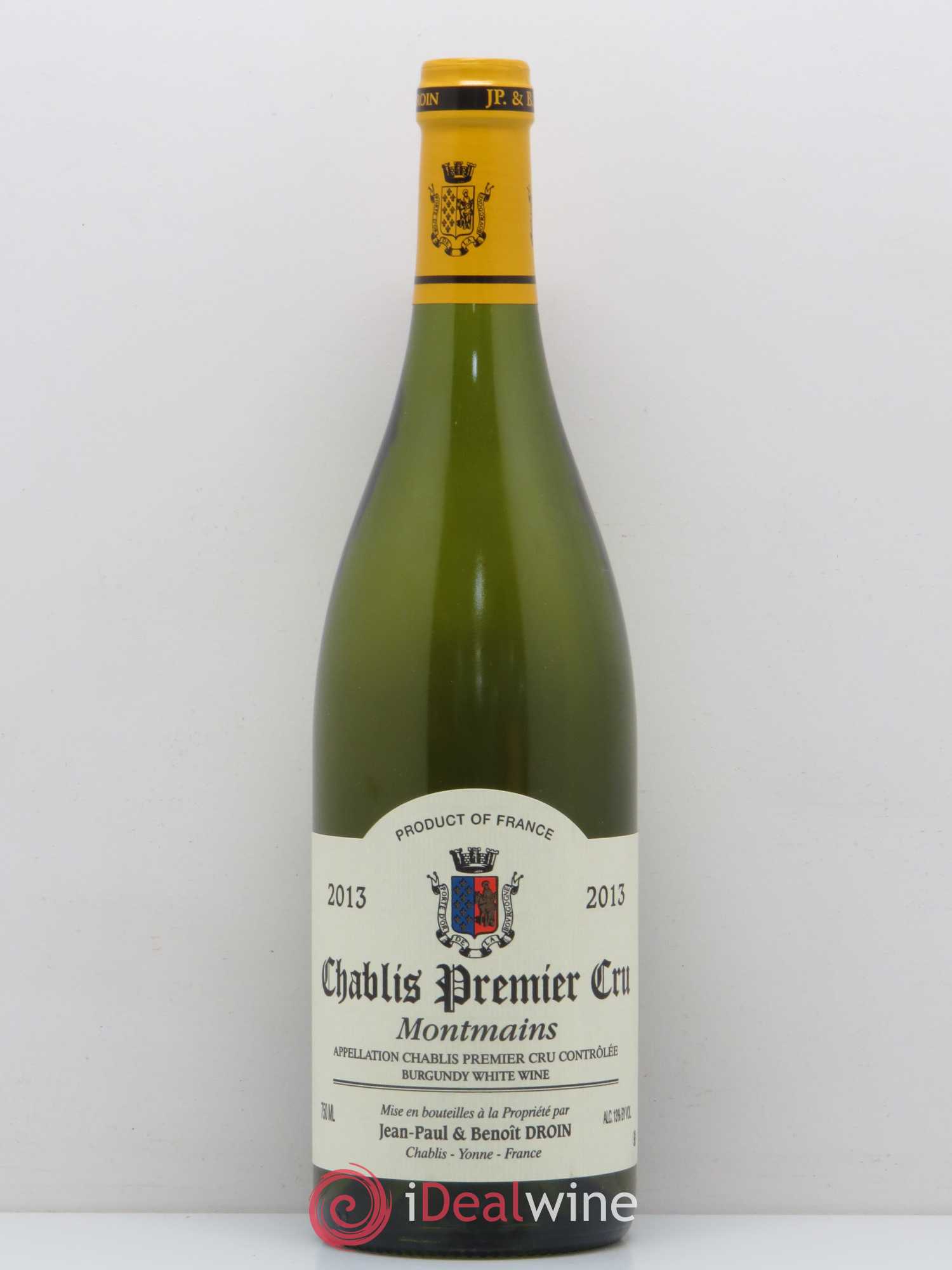 Chablis 1er Cru Montmains Jean-Paul & Benoît Droin (Domaine) 2013 - Lot de 1 bouteille - 0