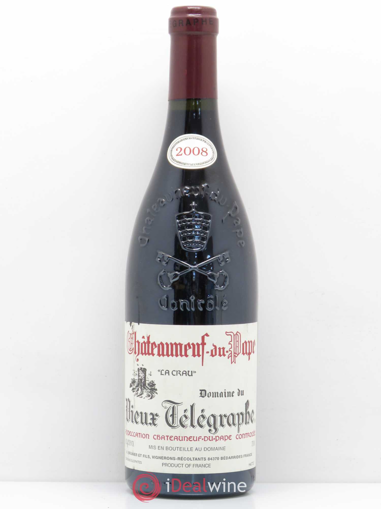 Châteauneuf-du-Pape Vieux Télégraphe (Domaine du) Vignobles Brunier 2008 - Lot de 1 bouteille - 0