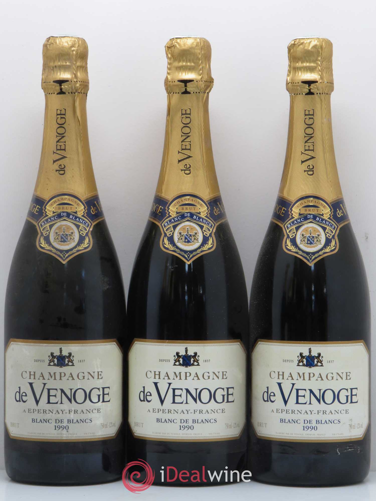 Champagne Blanc de blanc Maison de Venoge (sans prix de réserve) 1990 - Posten von 6 Flaschen - 1