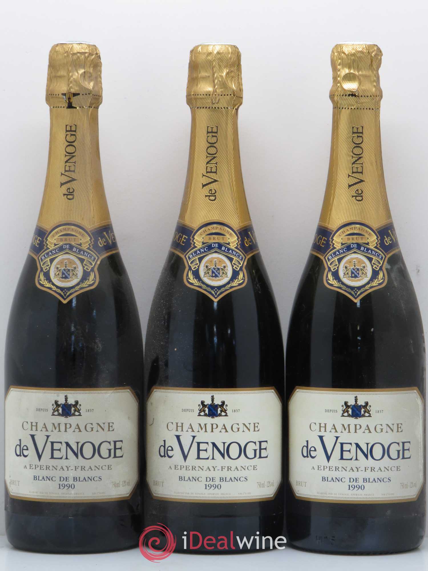 Champagne Blanc de blanc Maison de Venoge (sans prix de réserve) 1990 - Posten von 6 Flaschen - 2