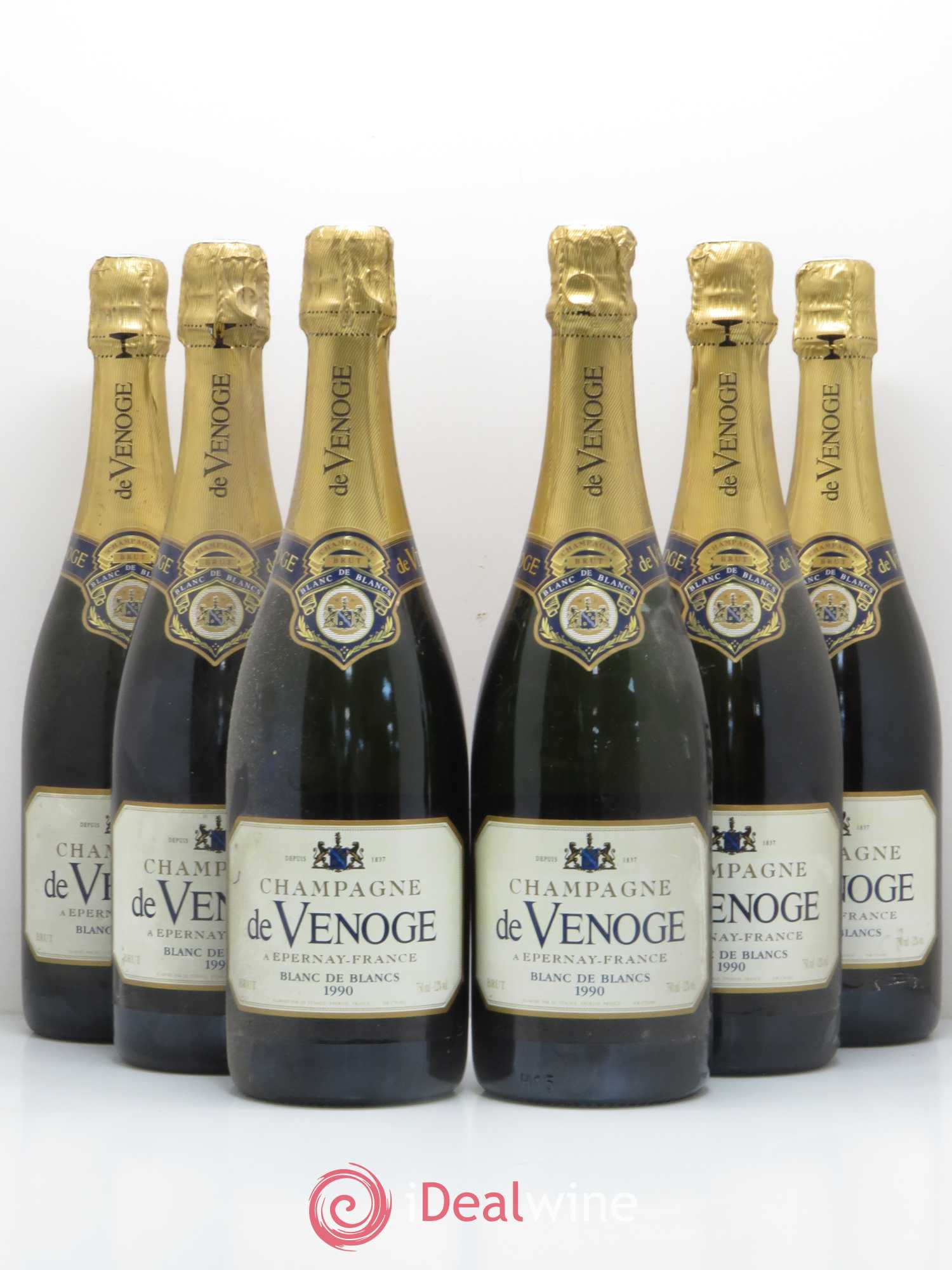 Champagne Blanc de blanc Maison de Venoge (sans prix de réserve) 1990 - Posten von 6 Flaschen - 0