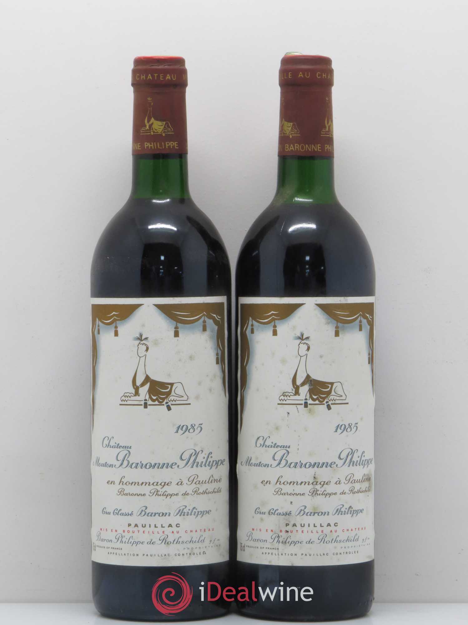 Château d' Armailhac - Mouton Baron(ne) Philippe 5ème Grand Cru Classé 1985 - Lot de 2 bouteilles - 0