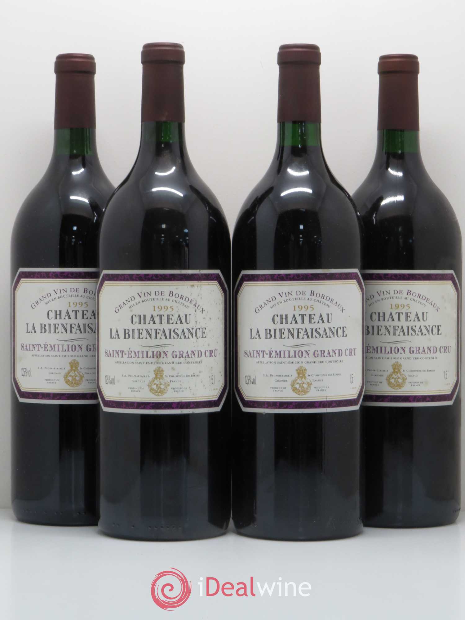 Saint-Émilion Château La Bienfaisance (sans prix de réserve) 1995 - Posten von 4 Magnum - 0