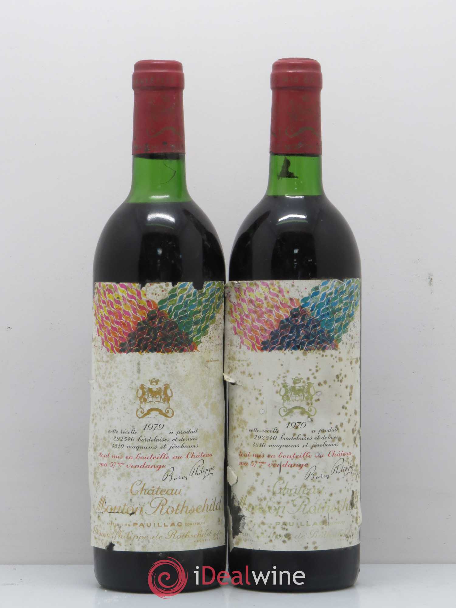 Château Mouton Rothschild 1er Grand Cru Classé (sans prix de réserve) 1979 - Lot de 2 bouteilles - 0