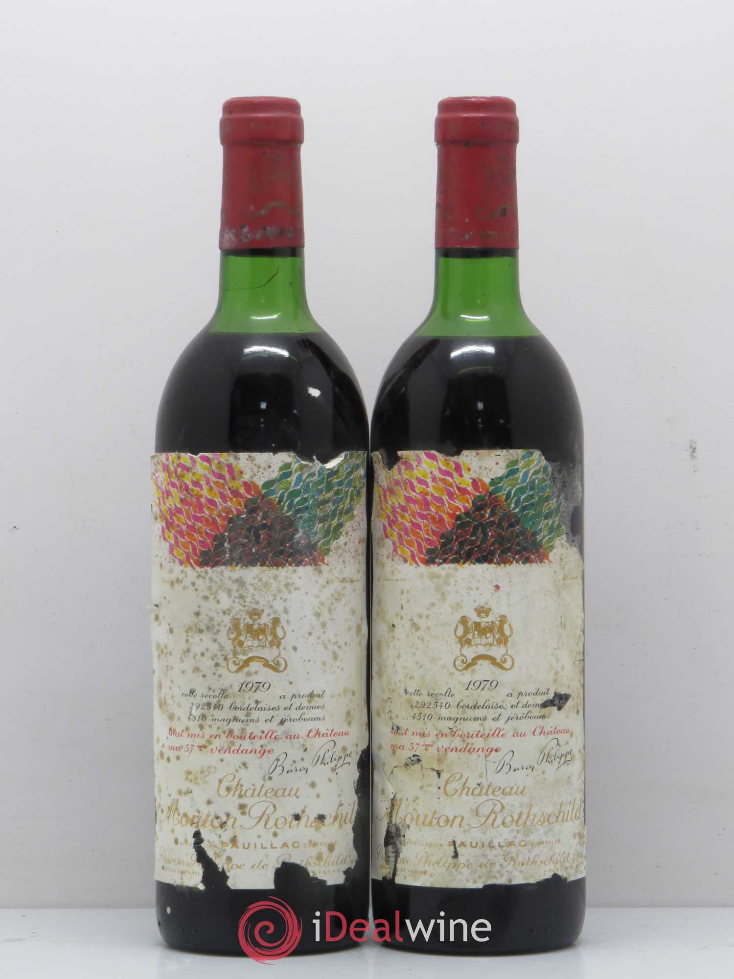 Château Mouton Rothschild 1er Grand Cru Classé (sans prix de réserve) 1979 - Lot de 2 bouteilles - 0