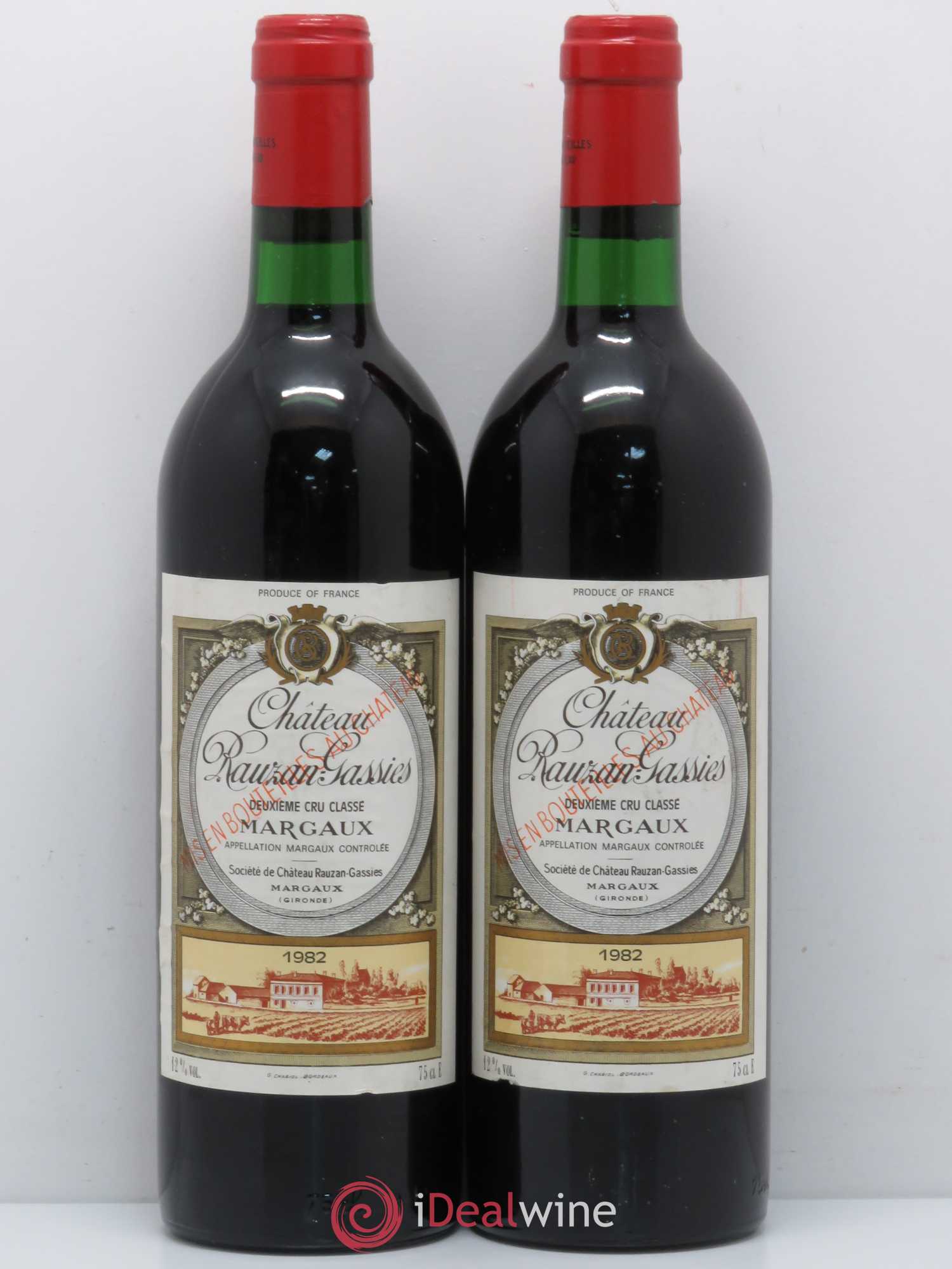 Château Rauzan-Gassies 2ème Grand Cru Classé 1982 - Lot de 4 bouteilles - 1