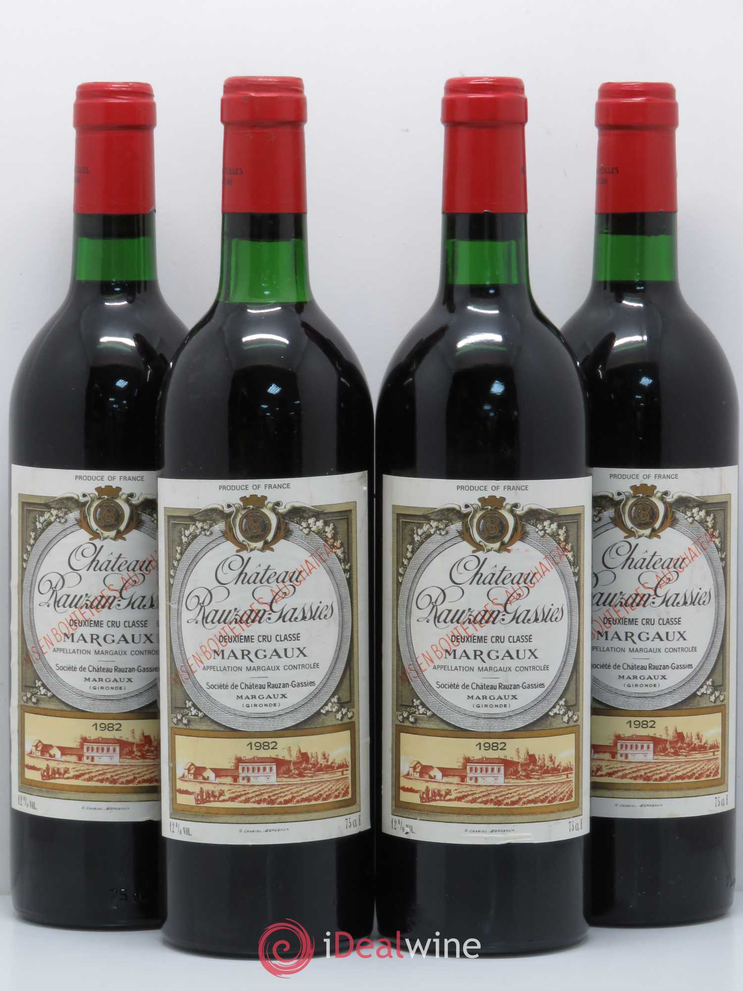 Château Rauzan-Gassies 2ème Grand Cru Classé 1982 - Lot de 4 bouteilles - 0