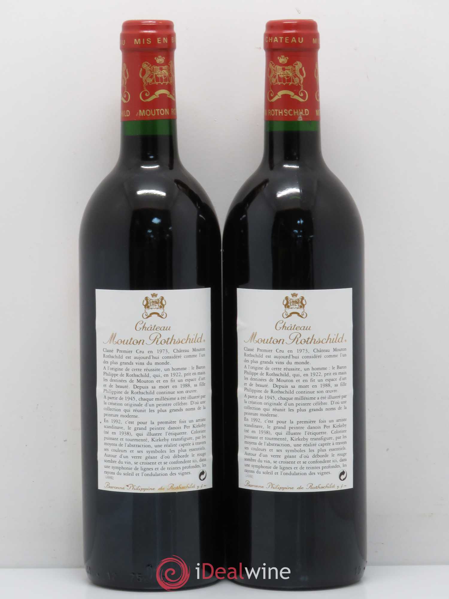 Château Mouton Rothschild 1er Grand Cru Classé 1992 - Lot de 2 bouteilles - 1