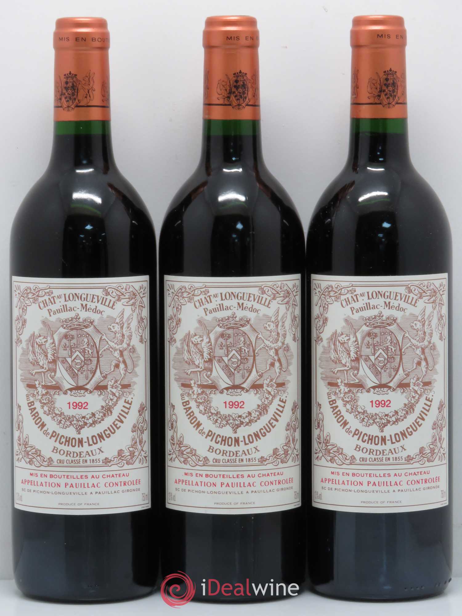 Pichon Longueville Baron 2ème Grand Cru Classé 1992 - Lot de 3 bouteilles - 0