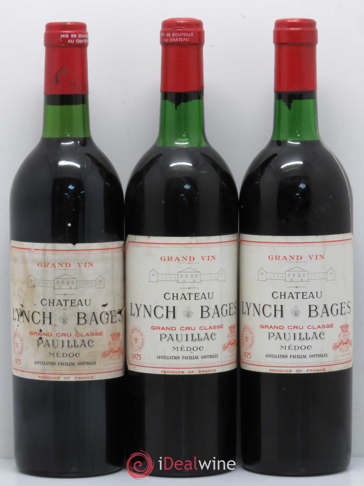 Château Lynch Bages 5ème Grand Cru Classé 1975 - Lot de 3 bouteilles - 0