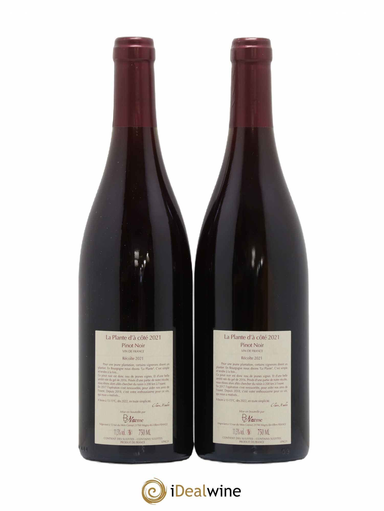 Vin de France La Plante d'à coté Binaume Bizot-Naudin 2021 - Lot de 2 bouteilles - 1