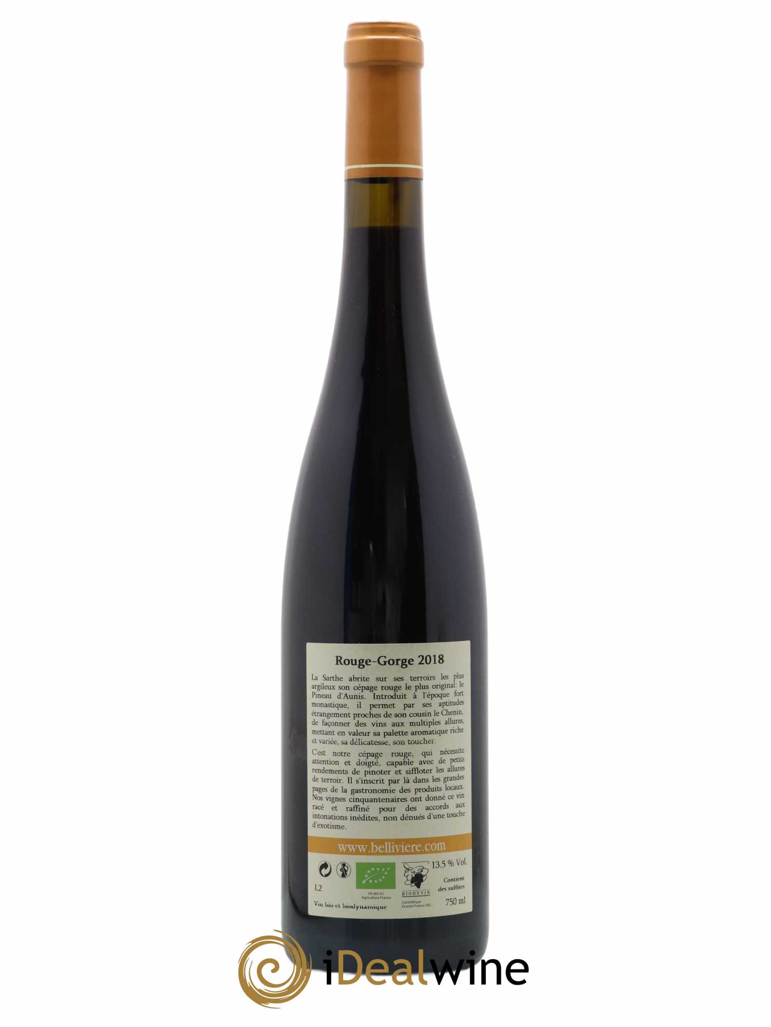 Coteaux du Loir Le Rouge Gorge Domaine de Bellivière 2018 - Lot de 1 bouteille - 1