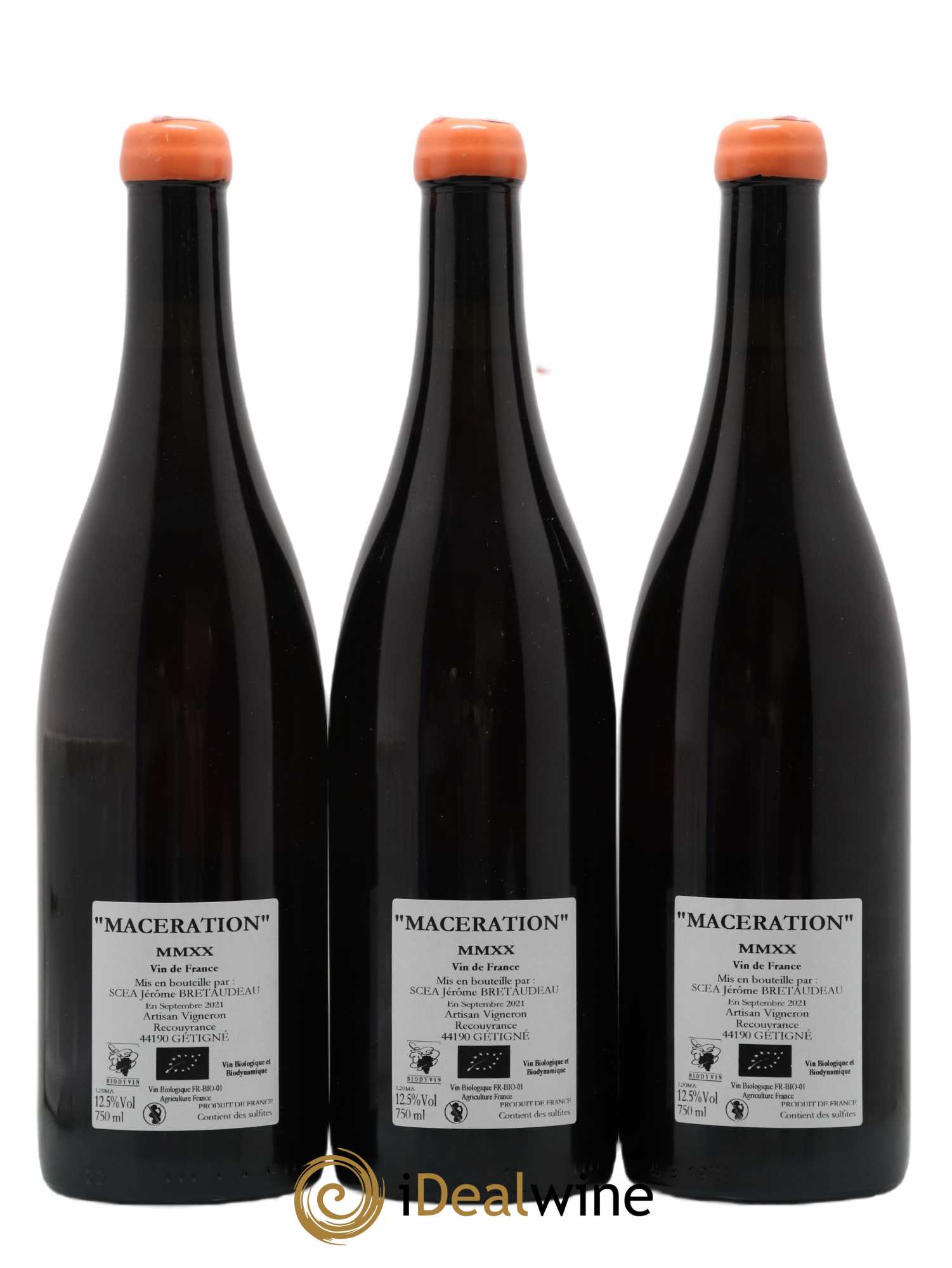 Vin de France Macération Jérôme Bretaudeau - Domaine de Bellevue 2020 - Lot de 3 bouteilles - 1