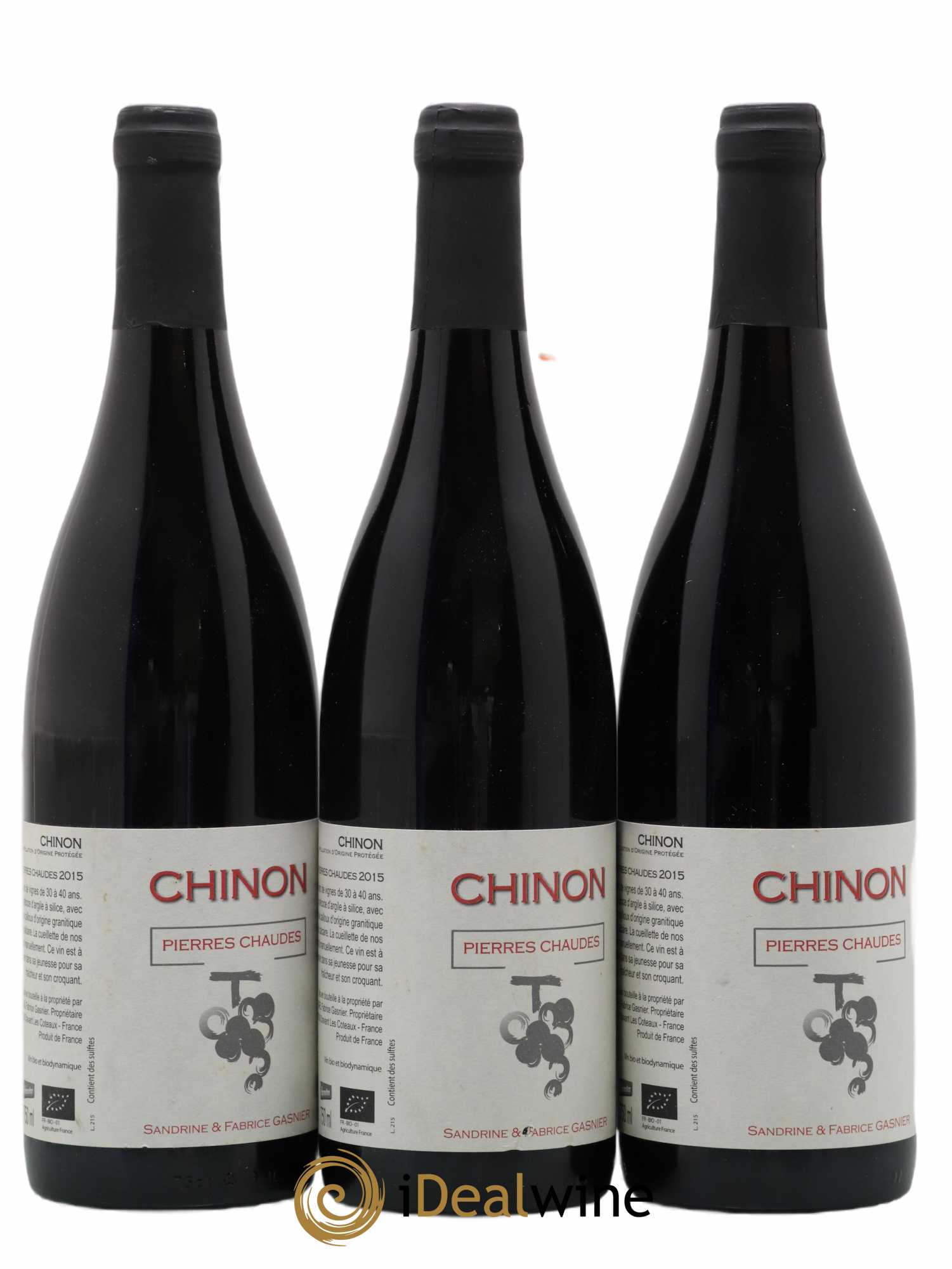 Chinon Pierre Chaude Signature Fabrice Gasnier (sans prix de réserve) 2015 - Lot de 3 bouteilles - 0