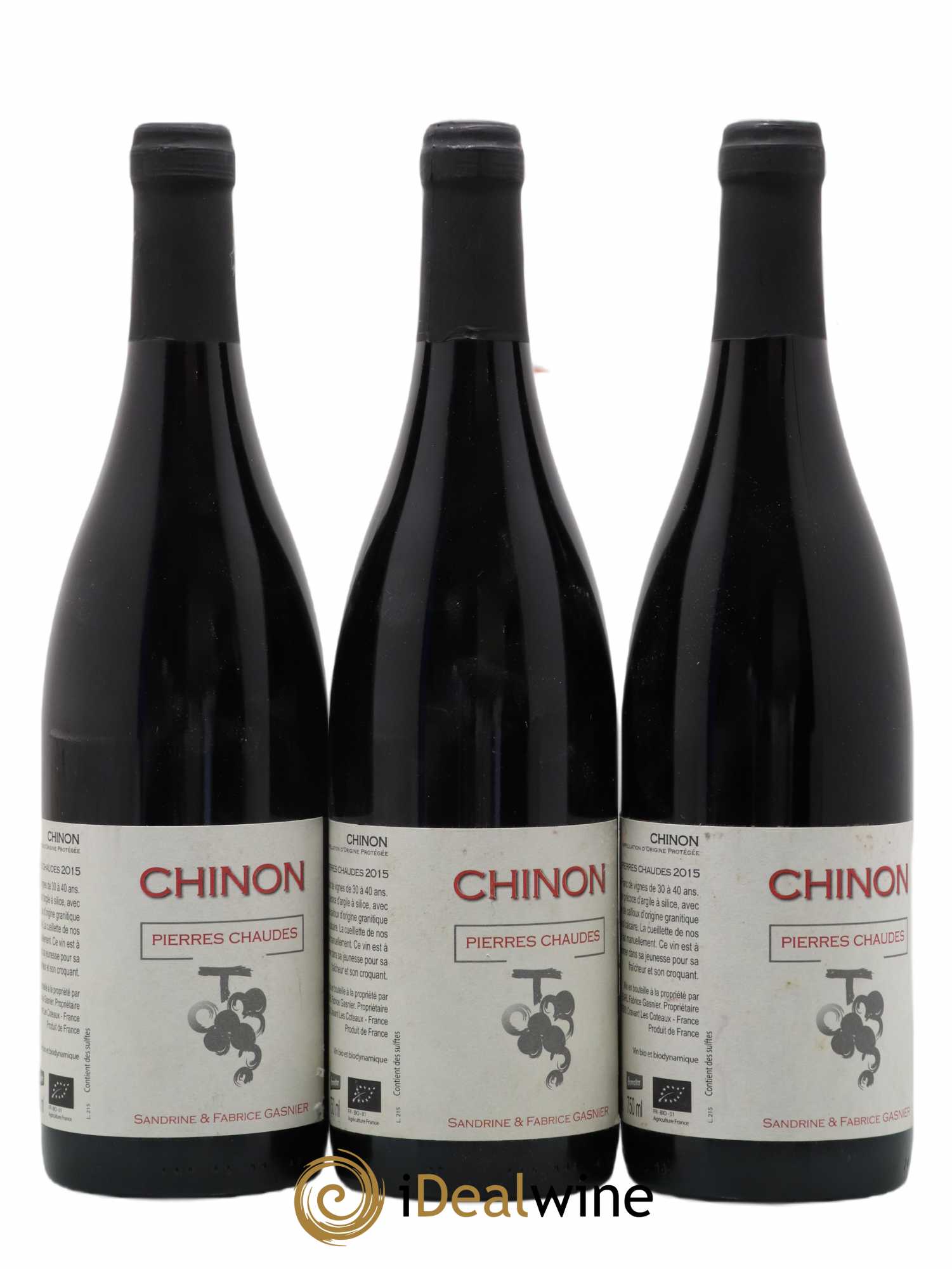 Chinon Pierre Chaude Signature Fabrice Gasnier (sans prix de réserve) 2015 - Posten von 3 Flaschen - 0