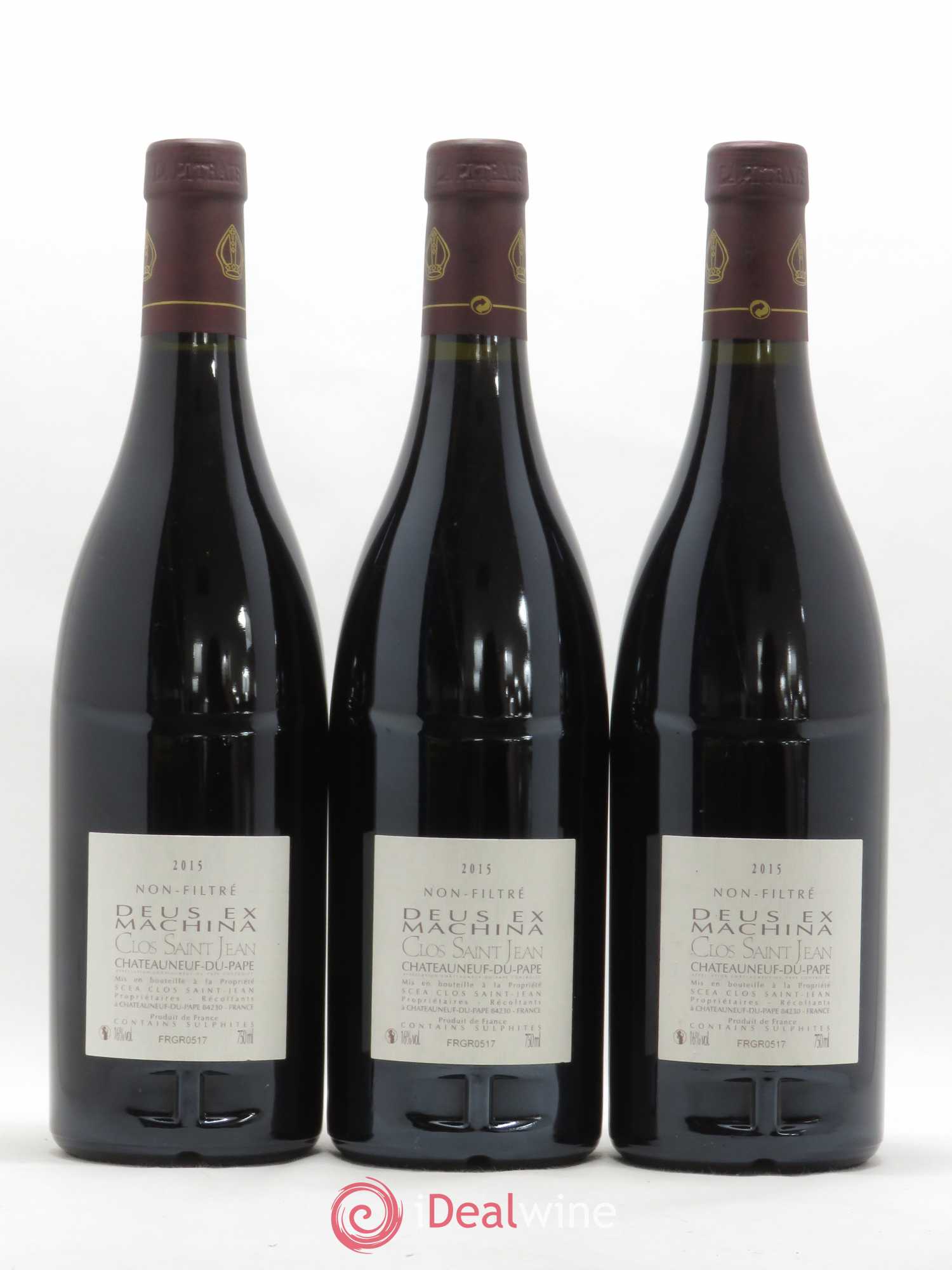 Châteauneuf-du-Pape Clos Saint-Jean Deus Ex Machina Pascal et Vincent Maurel 2015 - Lot de 3 bouteilles - 1
