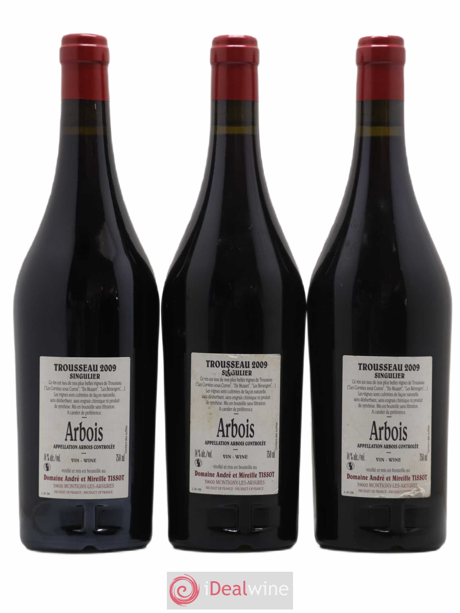 Arbois Trousseau Singulier Bénédicte et Stéphane Tissot 2009 - Lot de 3 bouteilles - 1