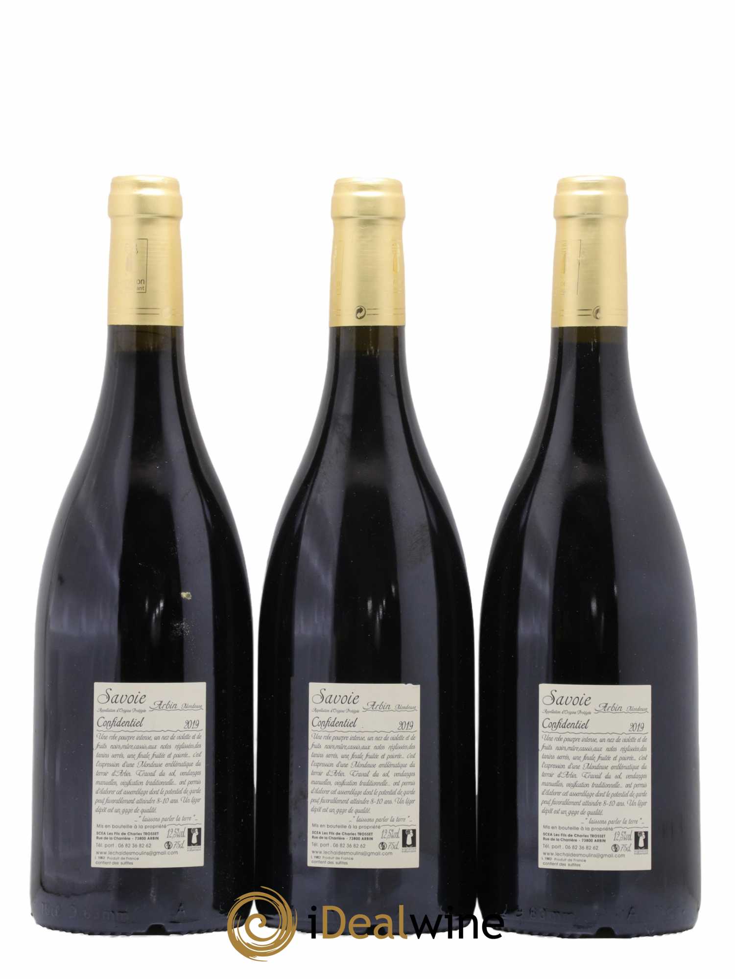 Vin de Savoie Arbin Mondeuse Confidentiel Trosset 2019 - Lotto di 3 bottiglie - 1