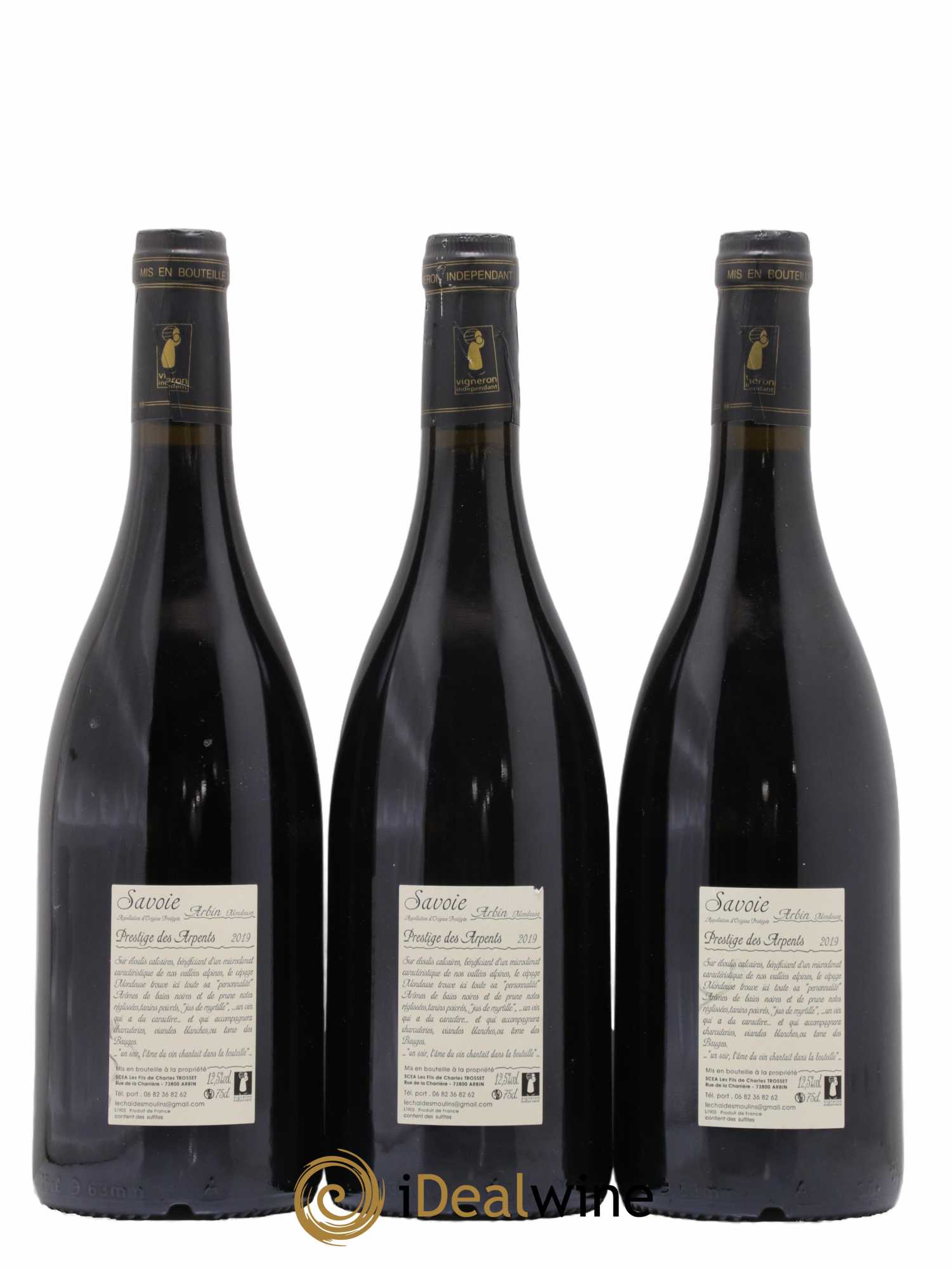 Vin de Savoie Arbin Mondeuse Prestige des Arpents Trosset 2019 - Lot de 3 bouteilles - 1