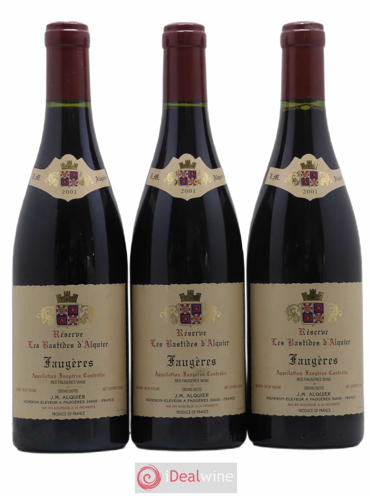 Faugères Domaine Jean-Michel Alquier Les Bastides d'Alquier 2001 - Lot de 3 bouteilles - 0