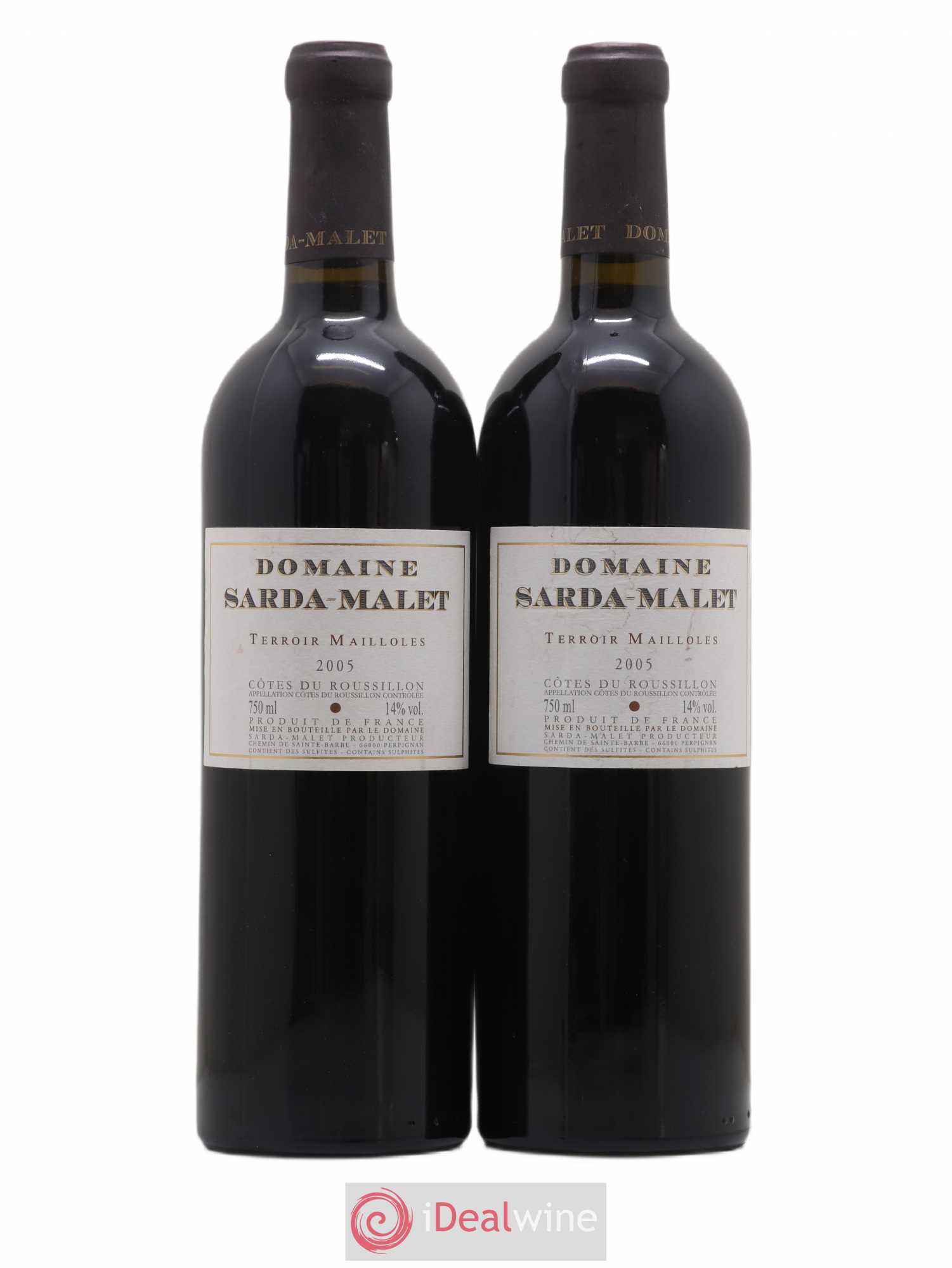 Côtes du Roussillon Domaine Sarda-Malet Terroir de Mailloles Jérôme Malet 2005 - Lot de 2 bouteilles - 0