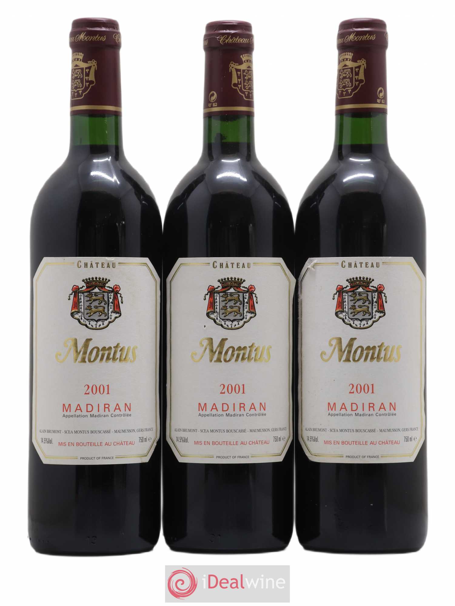 Madiran Château Montus Alain Brumont 2001 - Lot de 3 bouteilles - 0