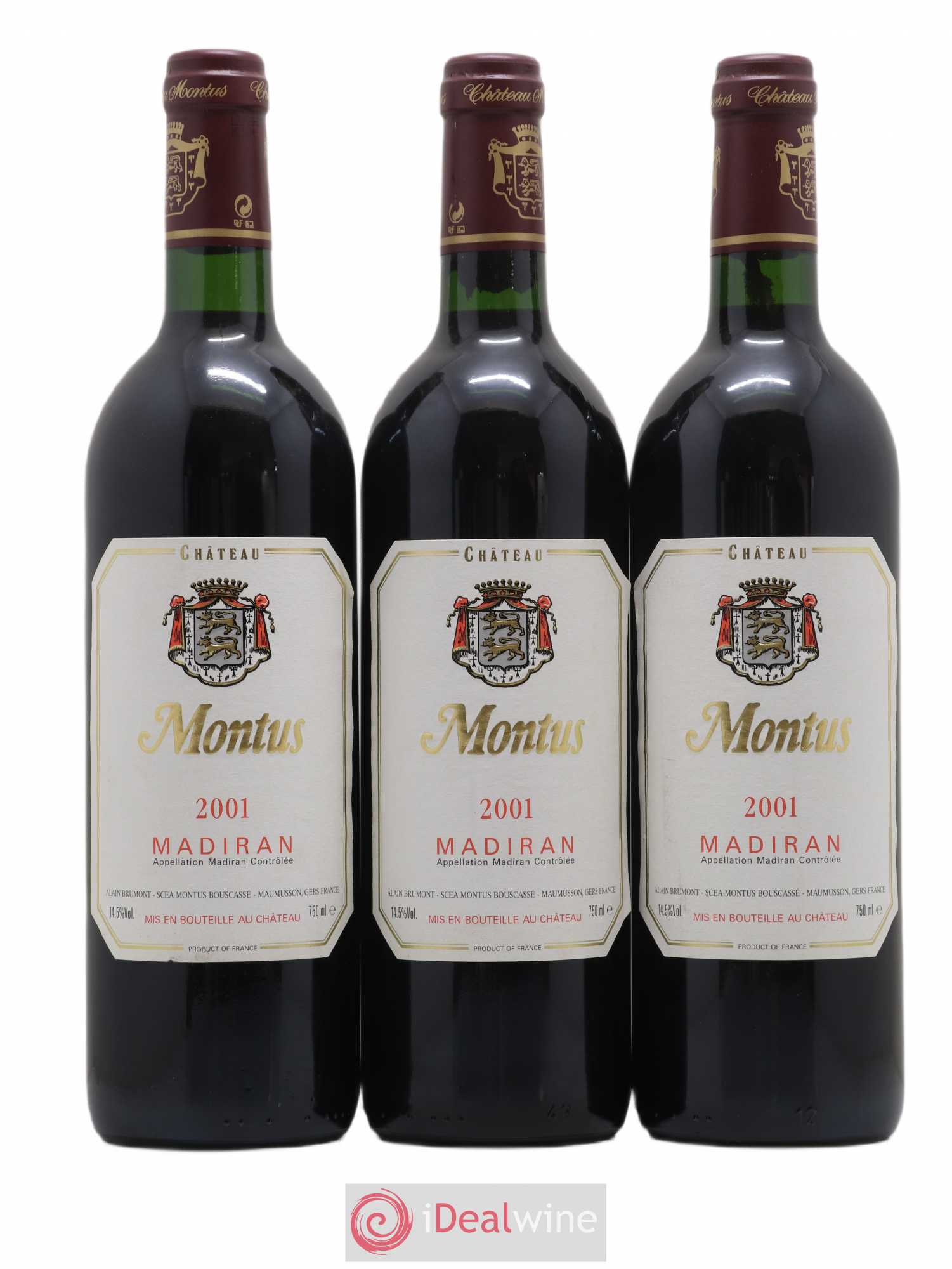 Madiran Château Montus Alain Brumont 2001 - Lot de 3 bouteilles - 0