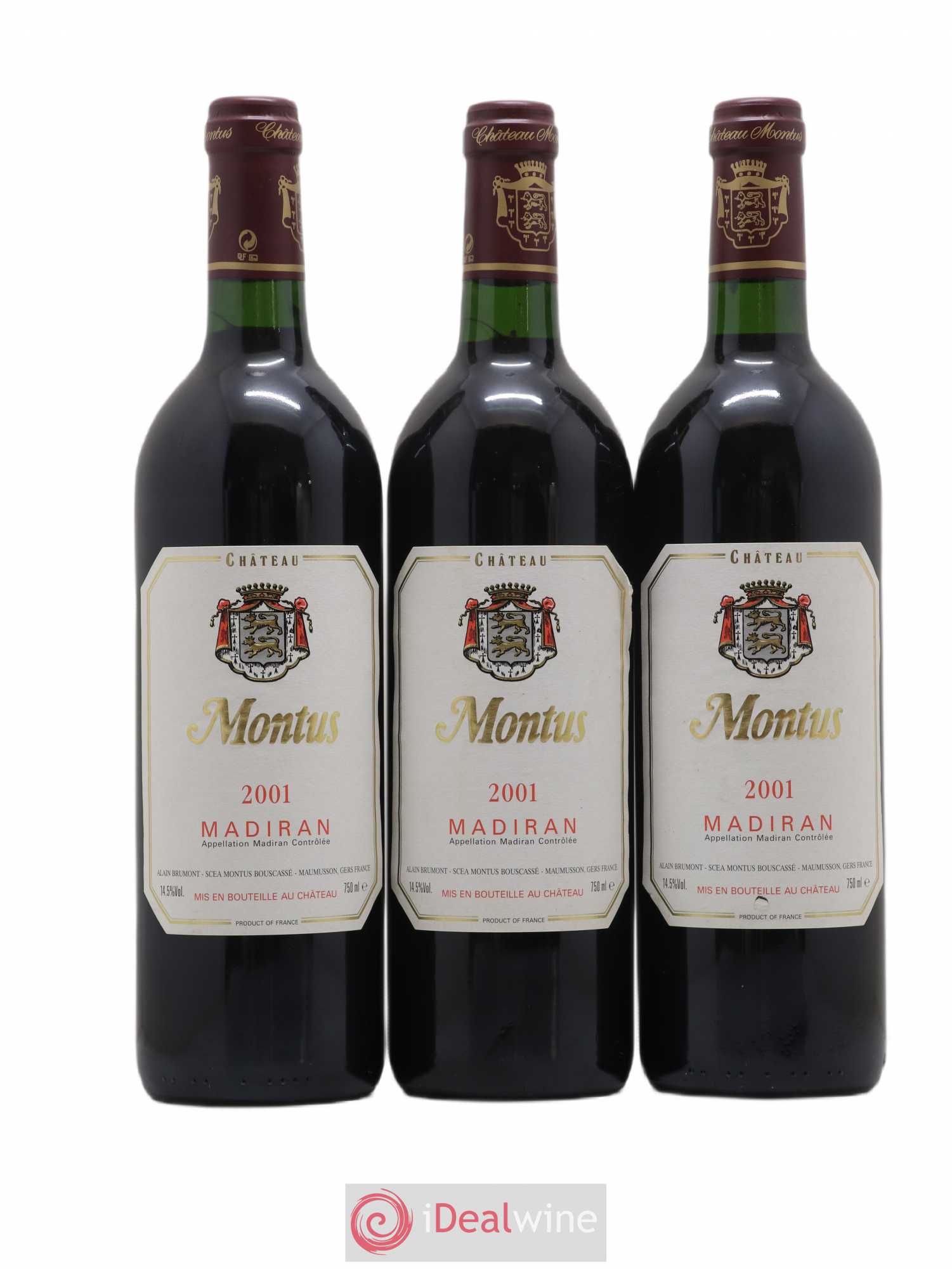Madiran Château Montus Alain Brumont 2001 - Lot de 3 bouteilles - 0