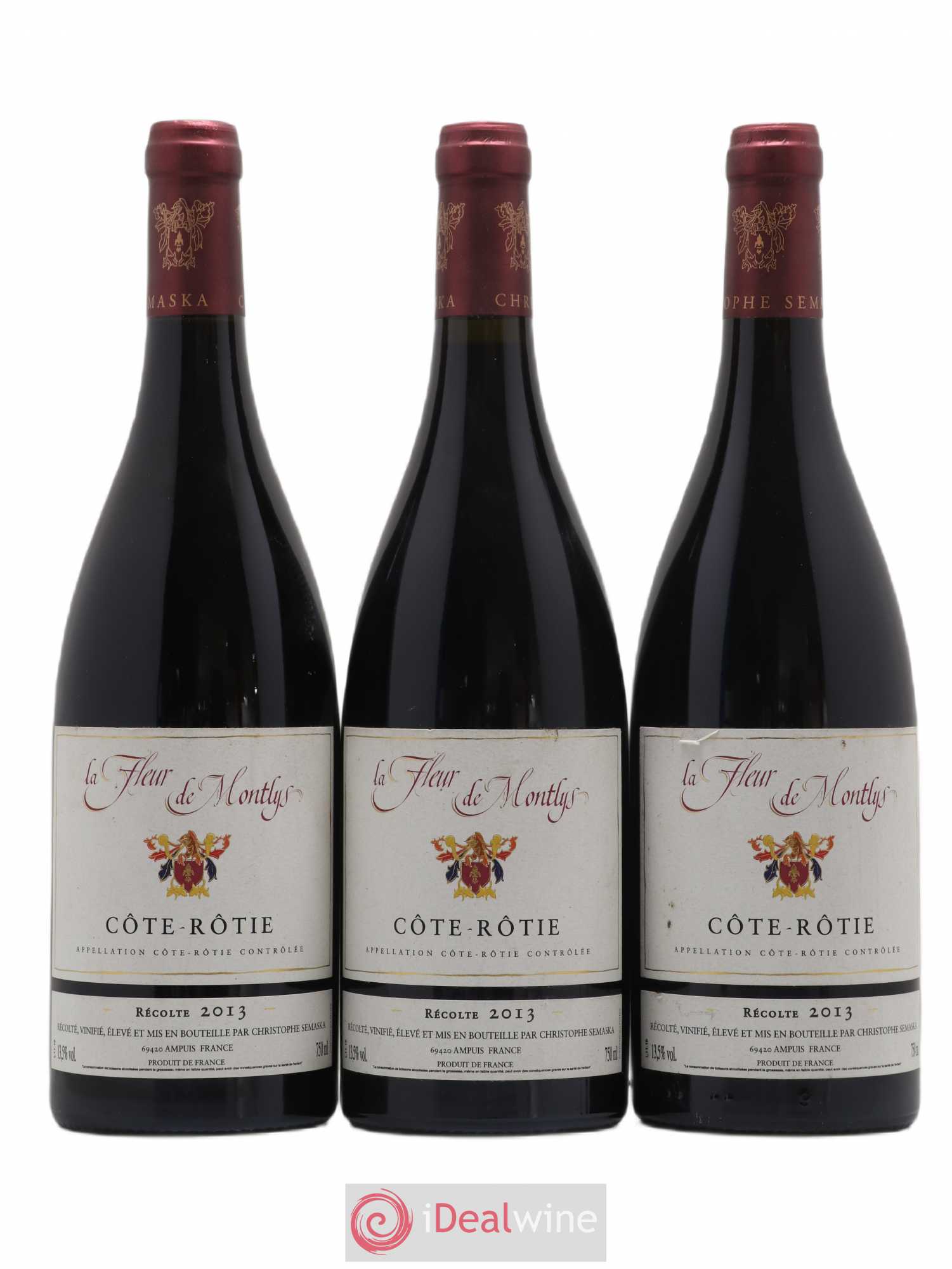 Côte-Rôtie La Fleur de Montlys Semaska (sans prix de réserve) 2013 - Posten von 3 Flaschen - 0