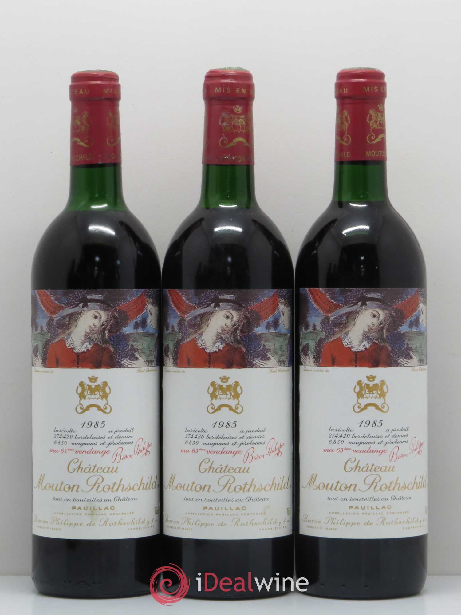 Château Mouton Rothschild 1er Grand Cru Classé 1985 - Lot de 6 bouteilles - 1