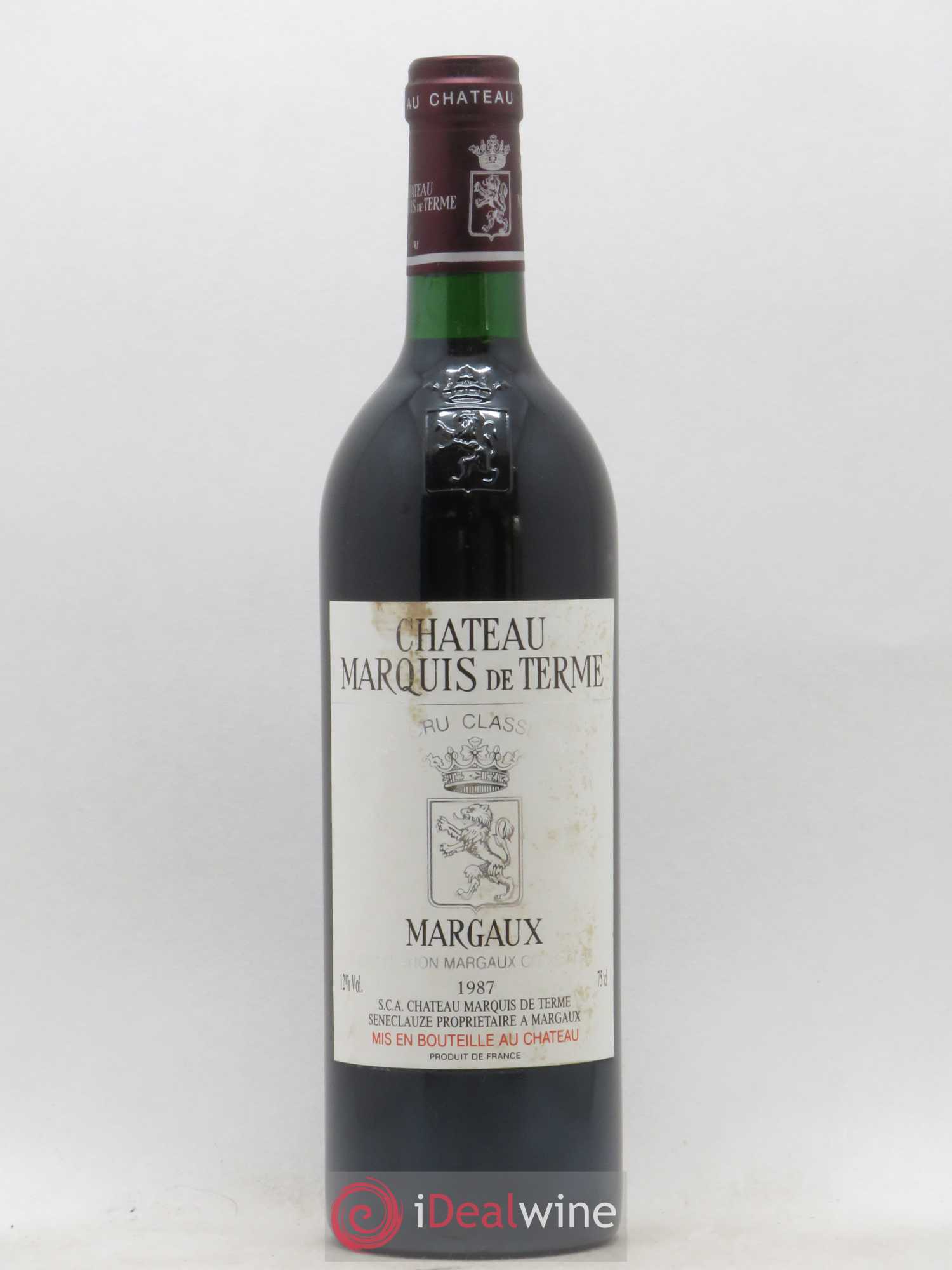 Château Marquis de Terme 4ème Grand Cru Classé 1987 - Lot de 1 bouteille - 0