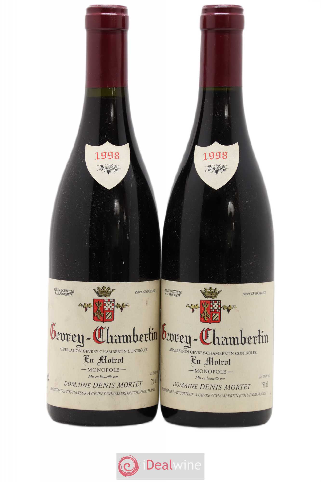 Gevrey-Chambertin En Motrot Denis Mortet (Domaine) 1998 - Lot de 2 bouteilles - 0
