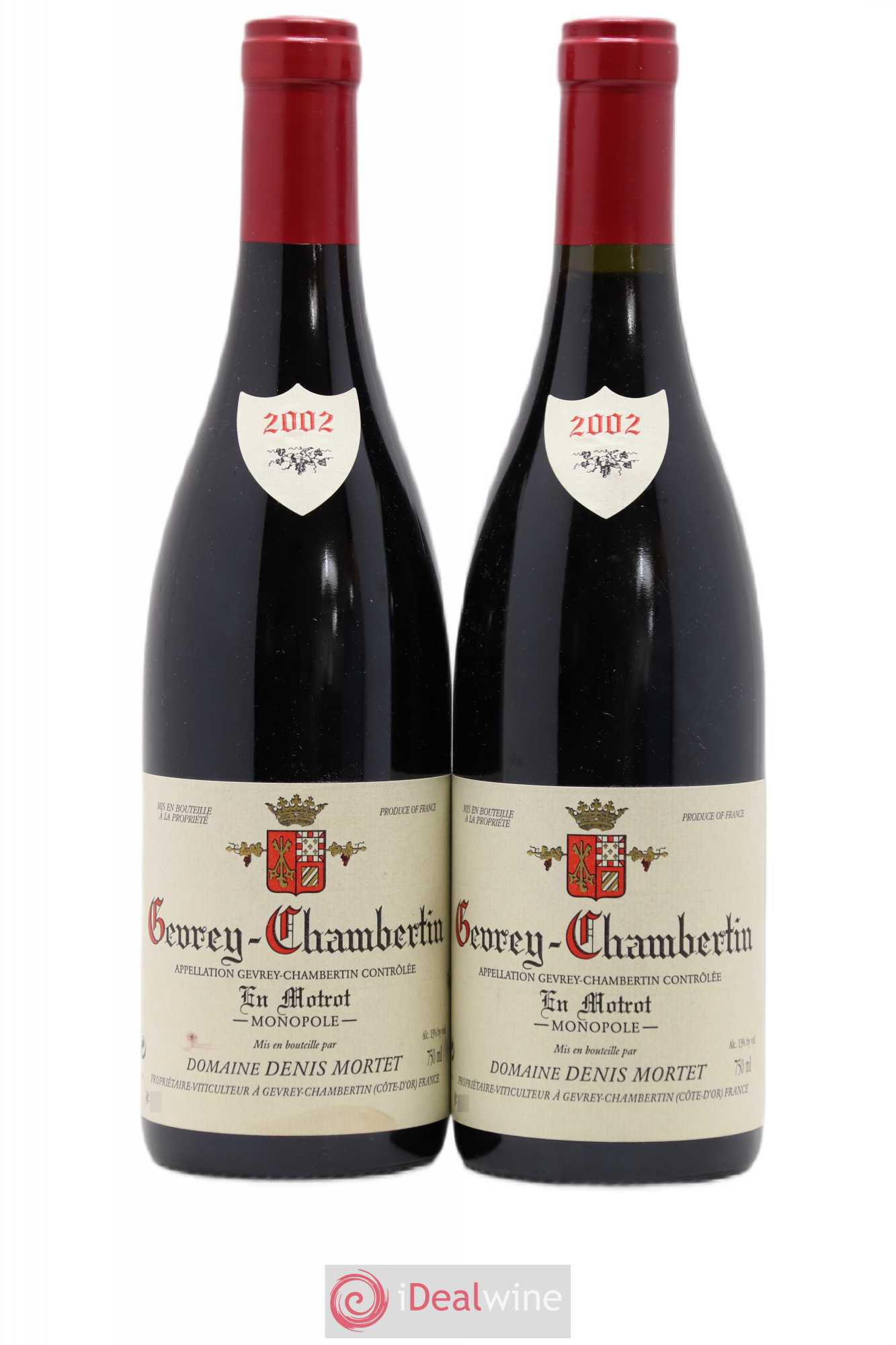 Gevrey-Chambertin En Motrot Denis Mortet (Domaine) 2002 - Lot de 2 bouteilles - 0
