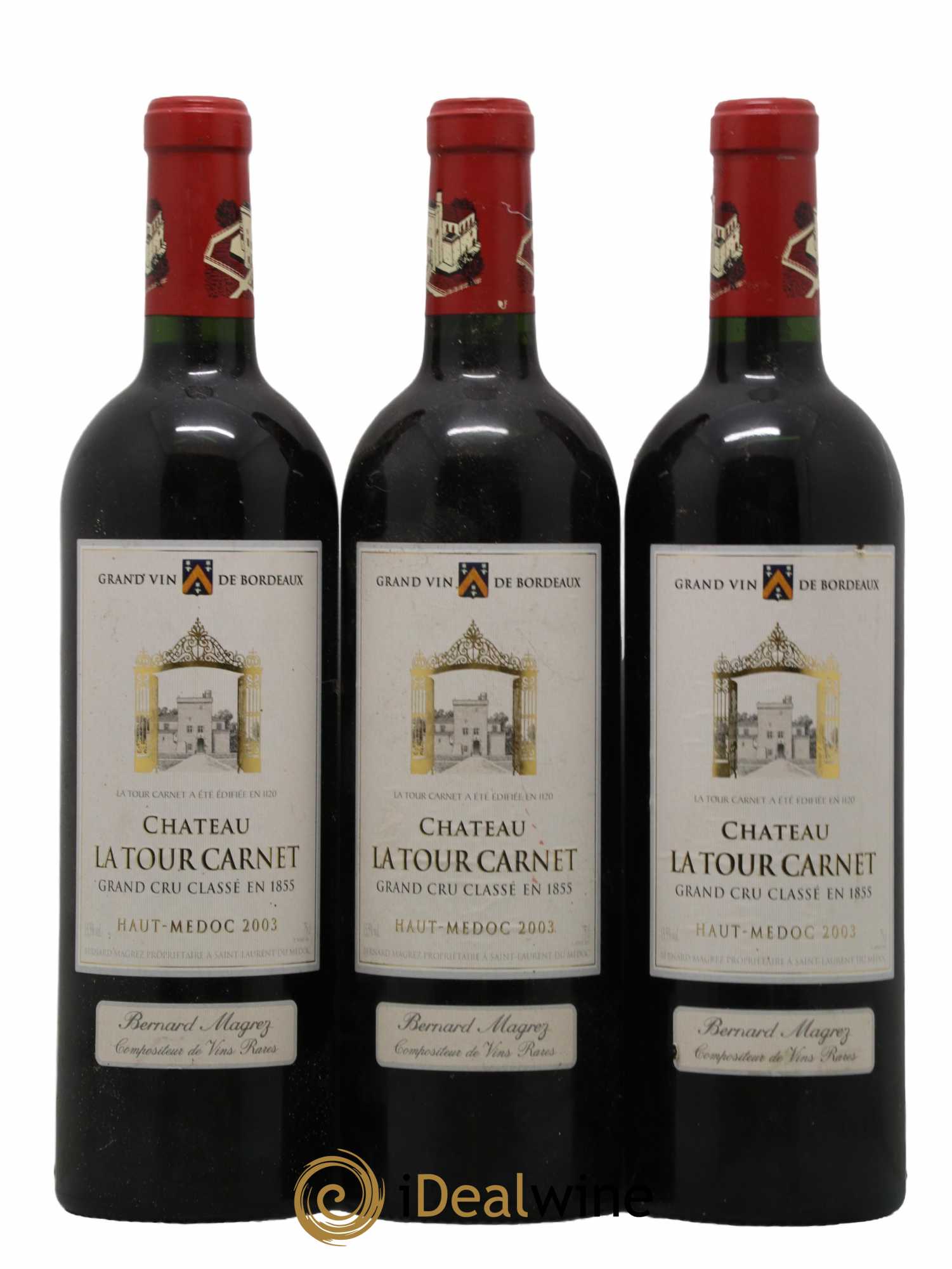 Château la Tour Carnet 4ème Grand Cru Classé 2003 - Lot de 3 bouteilles - 0