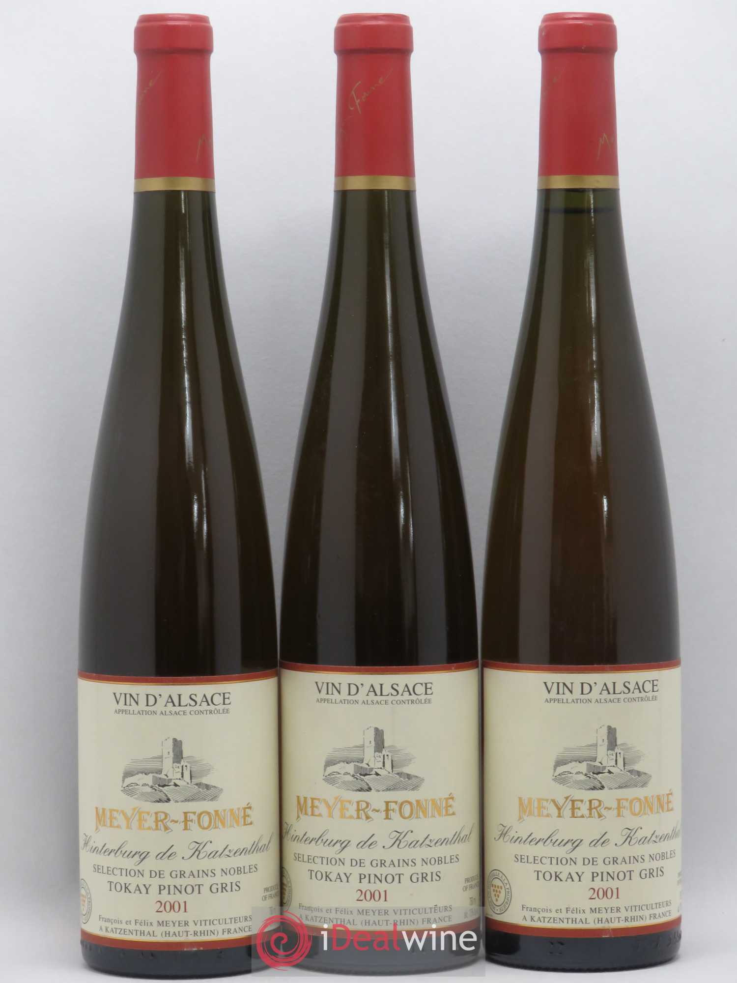 Alsace Pinot Gris Hinterburg de Katzenthal Meyer-Fonné (Domaine) Sélection de Grains Nobles 2001 - Lot de 3 bouteilles - 0