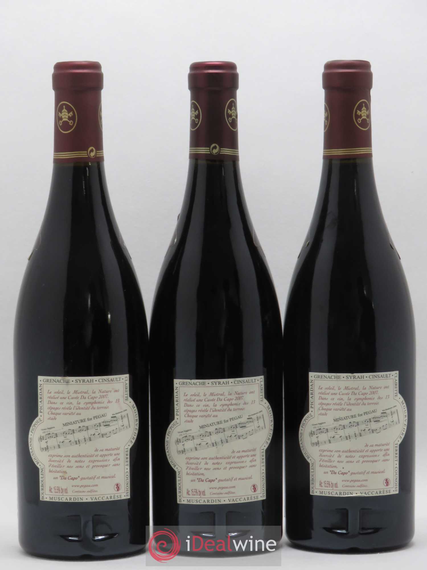 Châteauneuf-du-Pape Domaine du Pégau Cuvée Da Capo Paul et Laurence Féraud 2007 - Lot de 3 bouteilles - 1