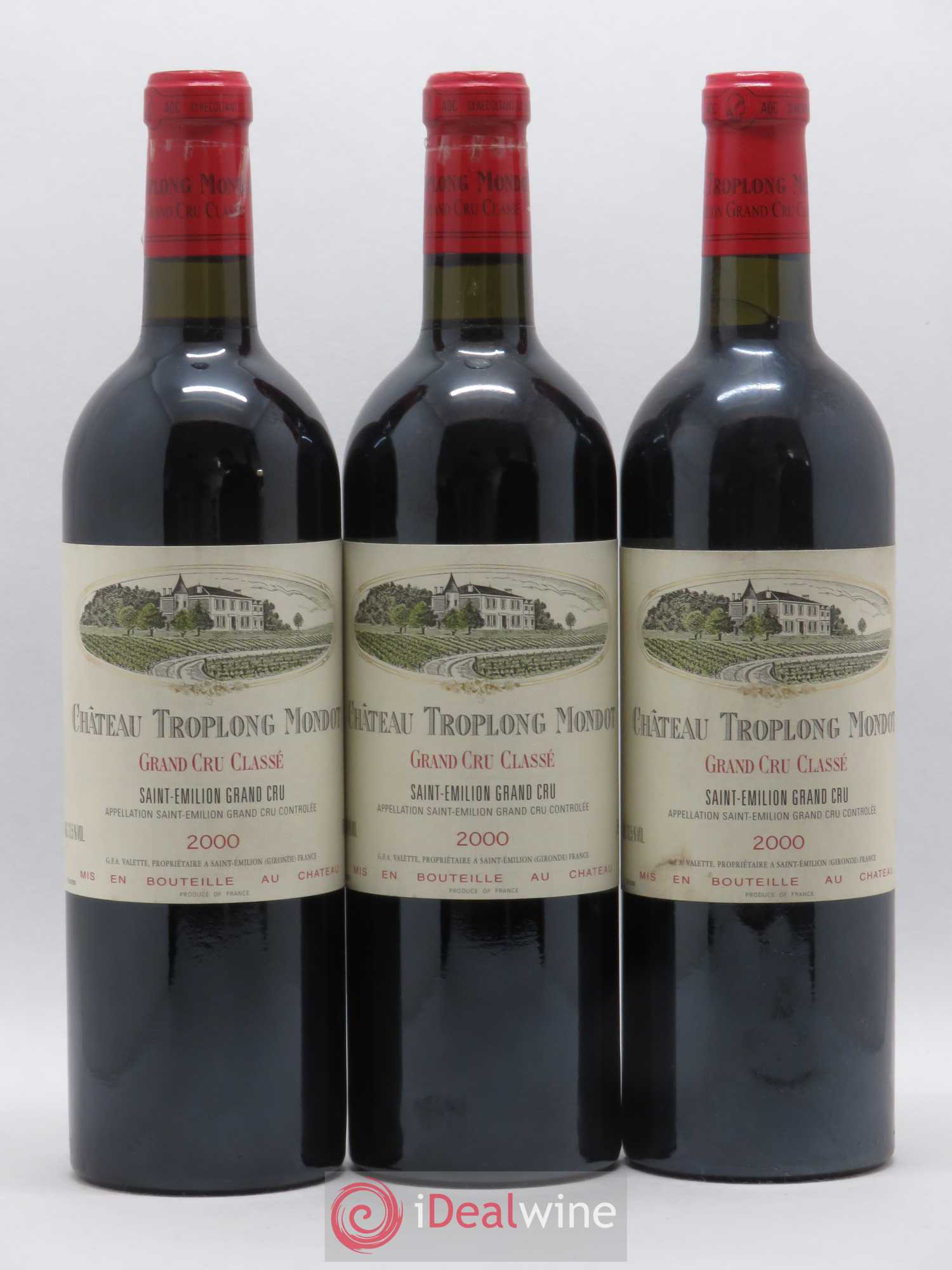 Château Troplong Mondot 1er Grand Cru Classé B 2000 - Lot de 3 bouteilles - 0