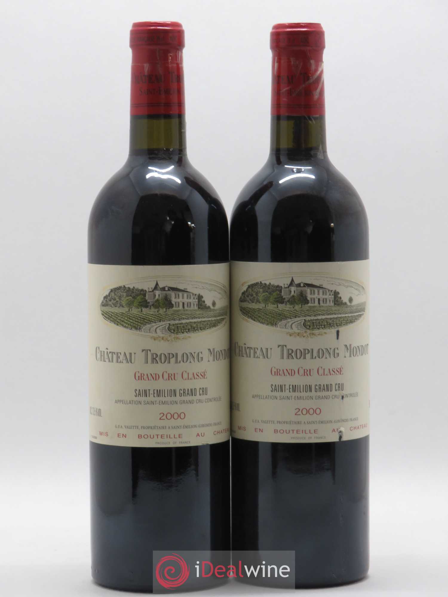Château Troplong Mondot 1er Grand Cru Classé B 2000 - Lot de 2 bouteilles - 0