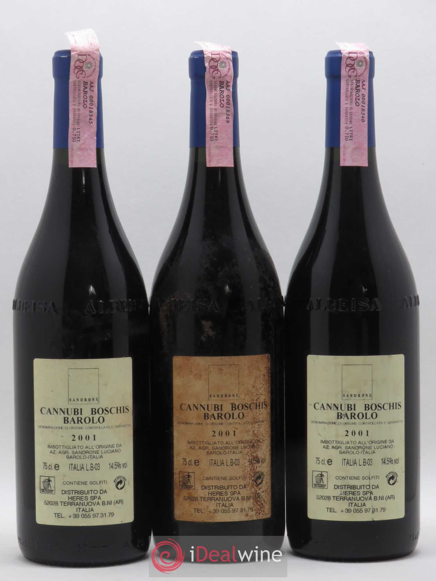 Barolo DOCG Aleste (anciennement Cannubi Boschis) Luciano Sandrone 2001 - Lot de 3 bouteilles - 1