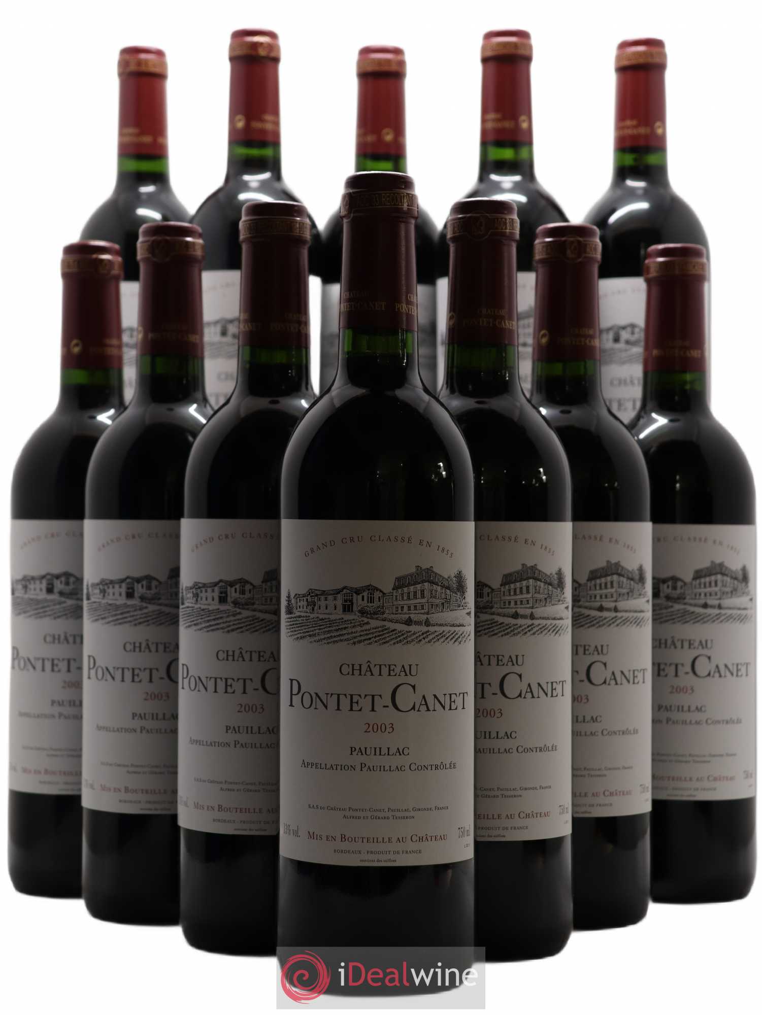 Château Pontet Canet 5ème Grand Cru Classé 2003 - Lot de 12 bouteilles - 0
