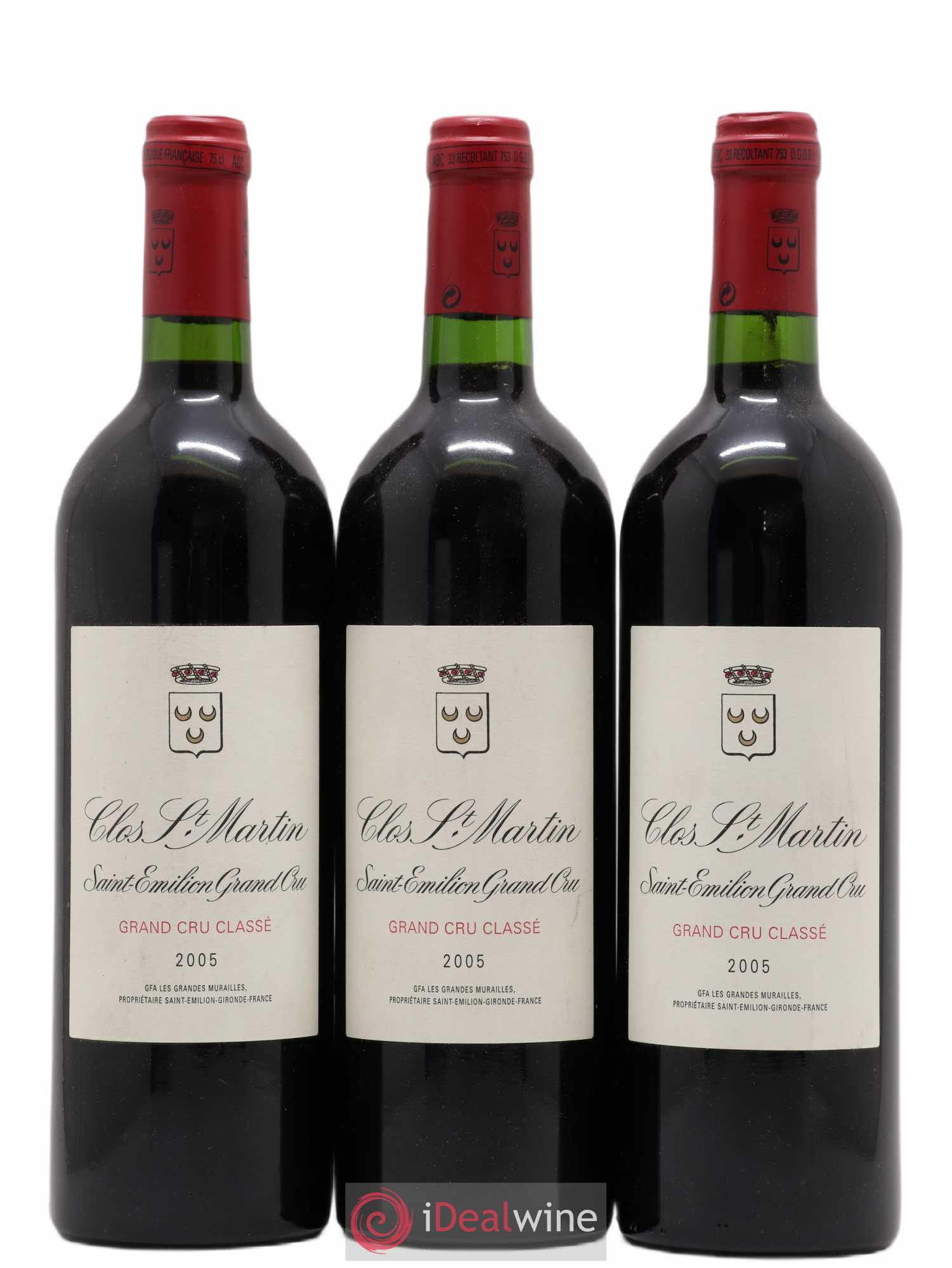 Clos Saint Martin Grand Cru Classé (sans prix de réserve) 2005 - Lot de 3 bouteilles - 0