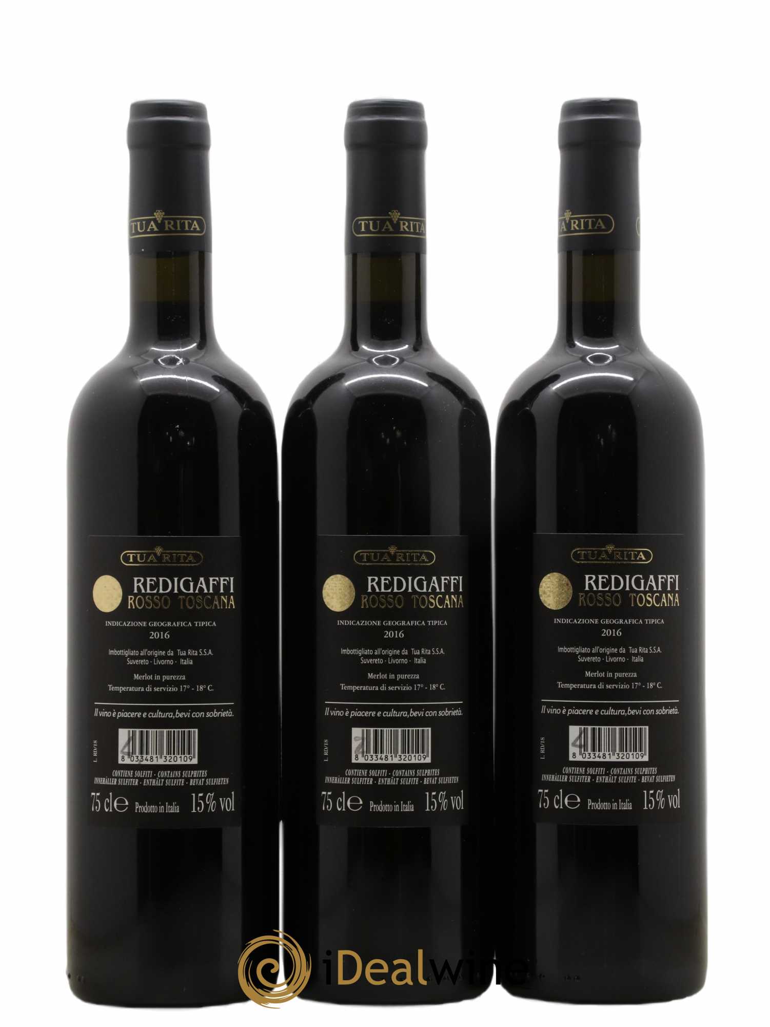Toscana IGT Tua Rita Redigaffi 2016 - Lot de 3 bouteilles - 1
