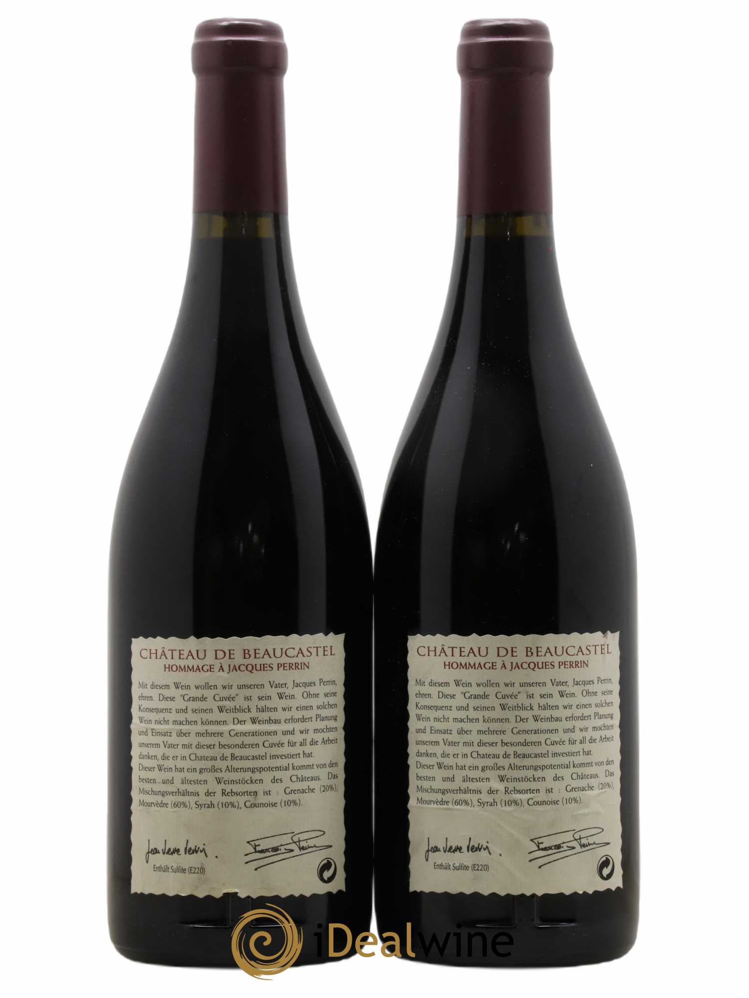 Châteauneuf-du-Pape Château de Beaucastel Hommage à Jacques Perrin Famille Perrin 2004 - Lot de 2 bouteilles - 1