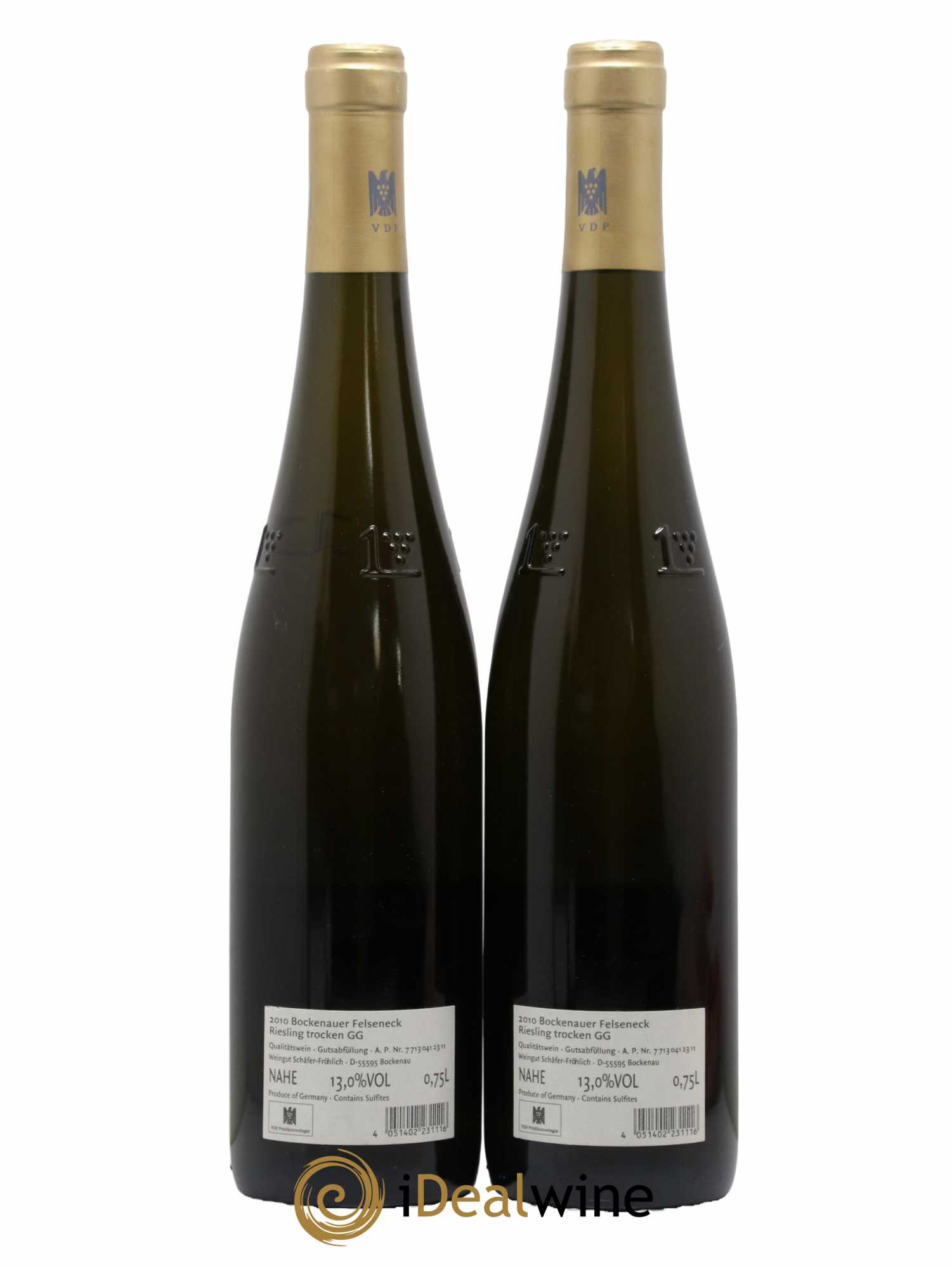 Allemagne Nahe Bockenauer Felseneck Riesling Trocken GG Schäfer-Fröhlich 2010 - Posten von 2 Flaschen - 1