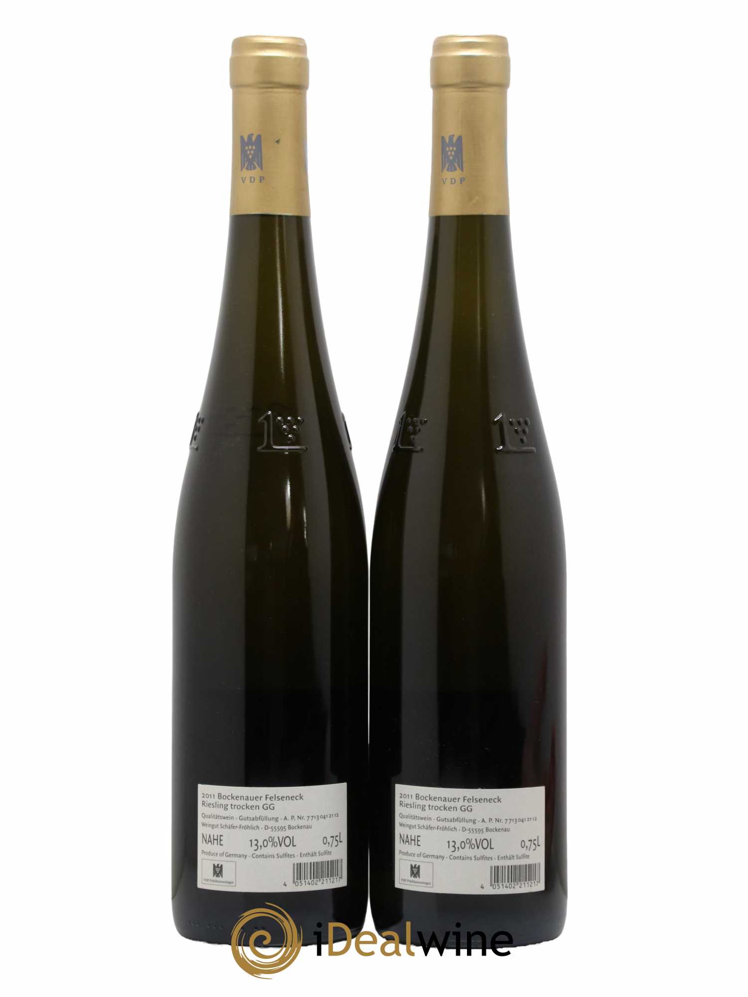 Allemagne Nahe Bockenauer Felseneck Riesling Trocken GG Schäfer-Fröhlich 2011 - Lot de 2 bouteilles - 1