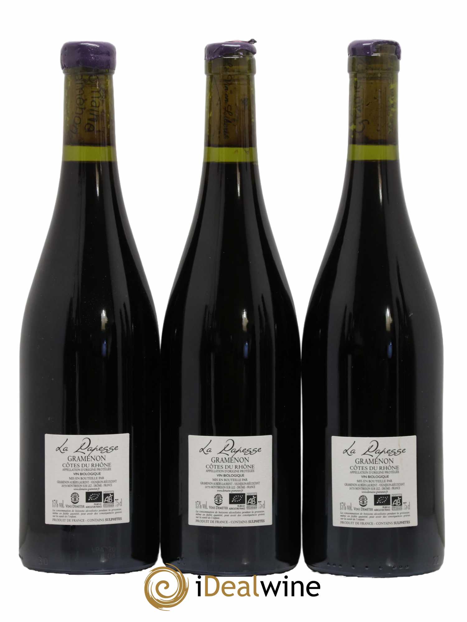 Côtes-du-Rhône Papesse Gramenon 2020 - Lot de 3 bouteilles - 1