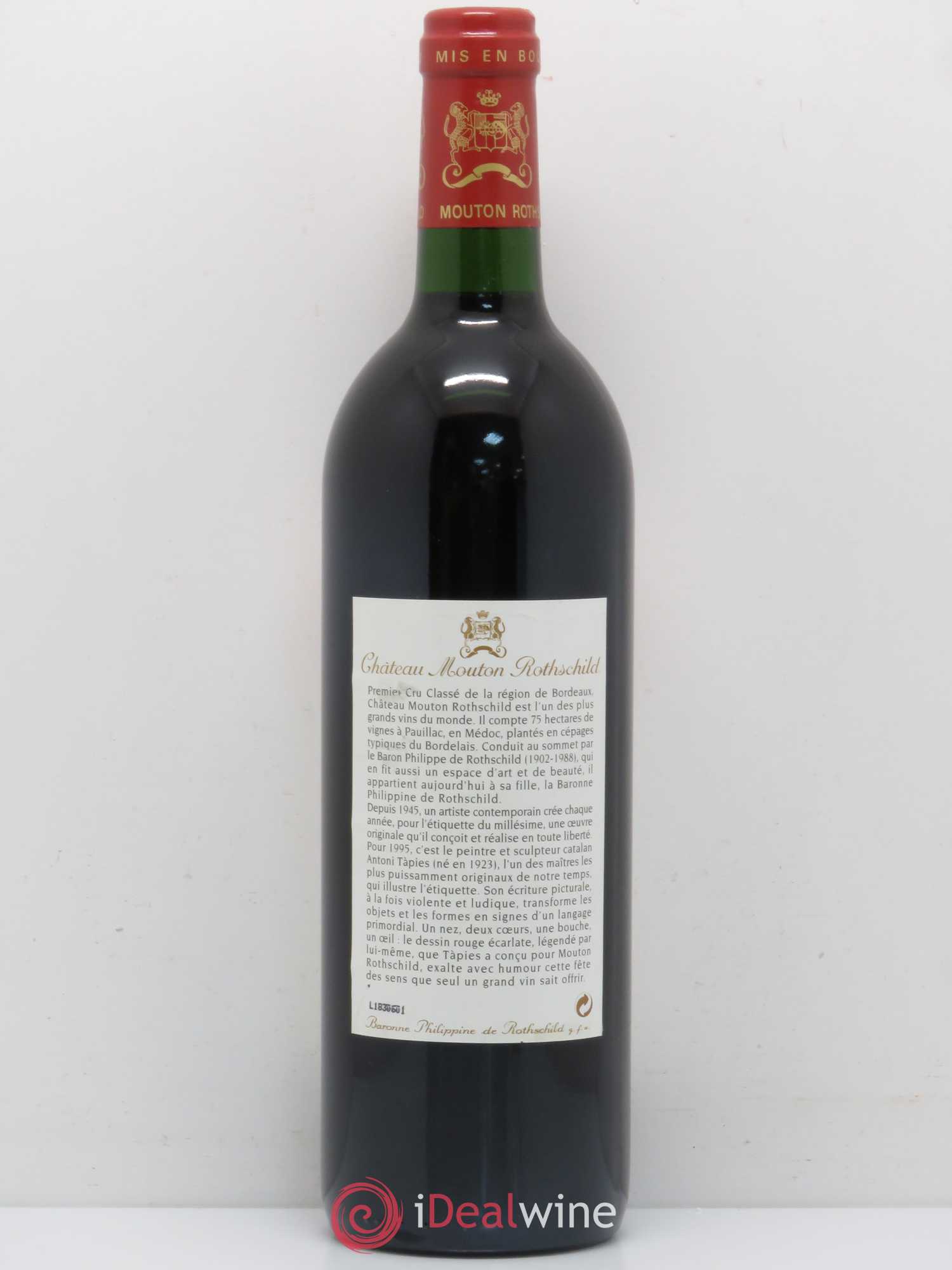 Château Mouton Rothschild 1er Grand Cru Classé 1995 - Lot de 1 bouteille - 1