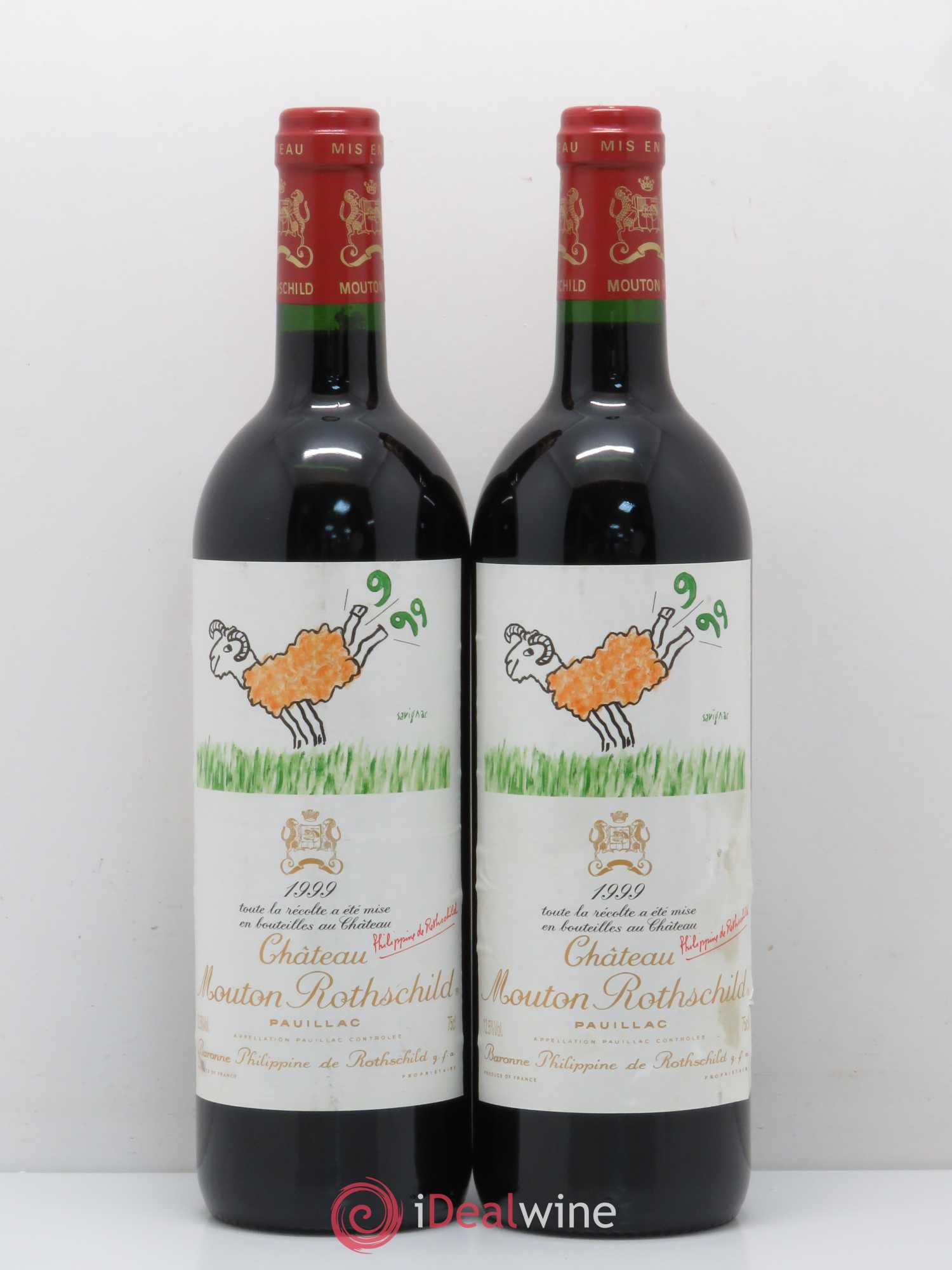 Château Mouton Rothschild 1er Grand Cru Classé 1999 - Lot de 2 bouteilles - 0