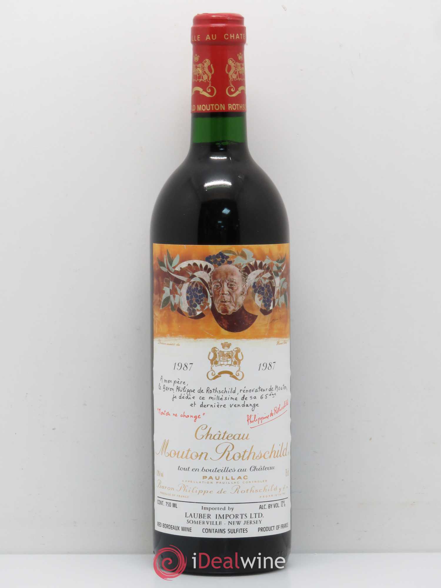 Château Mouton Rothschild 1er Grand Cru Classé 1987 - Lot de 1 bouteille - 0